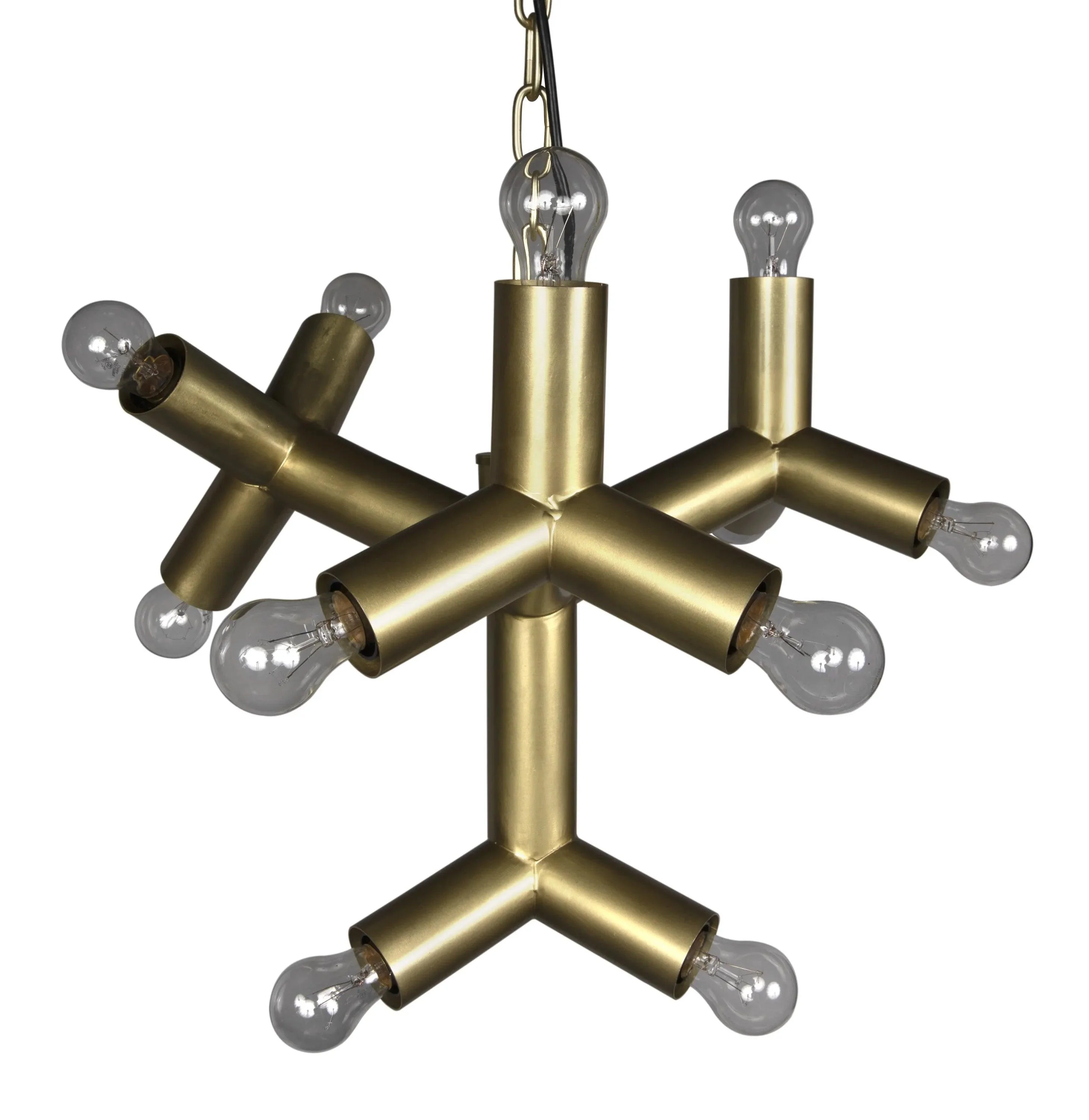 Snow Flake Chandelier, Metal with Brass Finish - Frankwebs