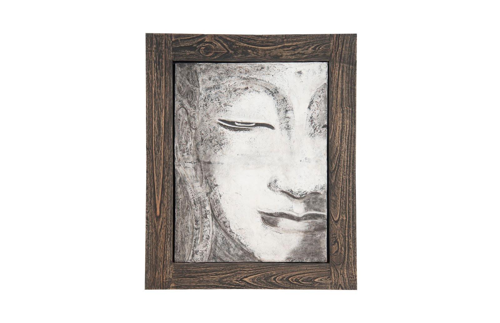 Antique Concrete Buddha Relief Wall Art, Looking Straight - Frankwebs