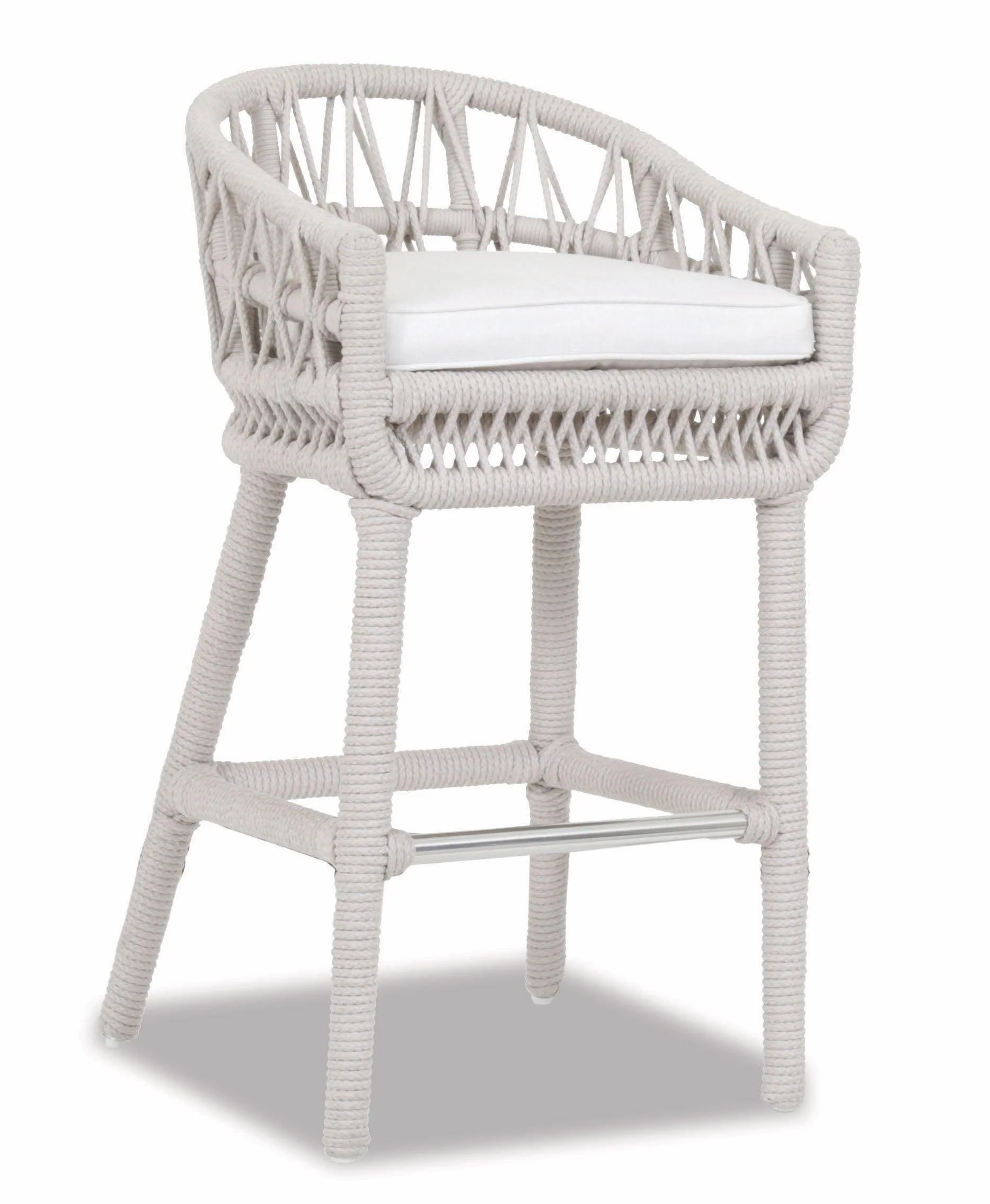 Dana Rope Bar Stool in Linen Canvas w/ Self Welt - Frankwebs