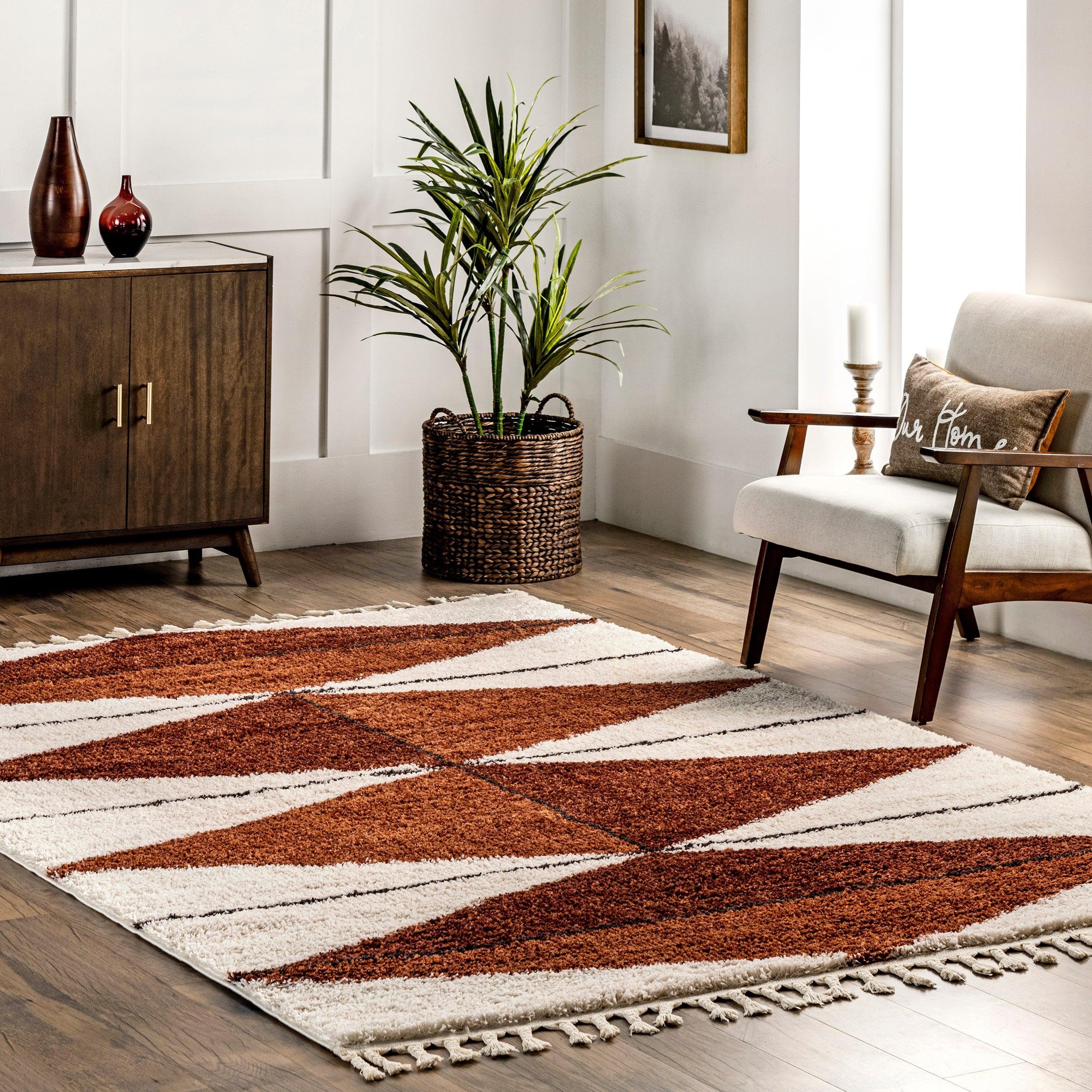 Kali Shaggy Diamond Tassel Area Rug - Frankwebs