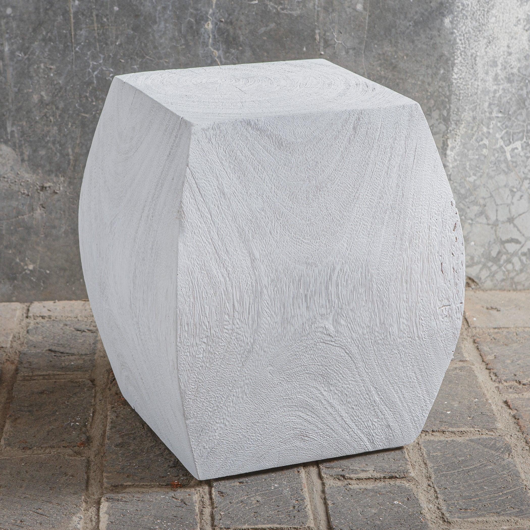 Grove Ivory Wooden Accent Stool - Frankwebs