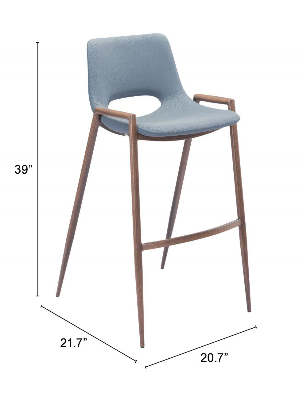 Desi Bar Chair (Set of 2) Gray & Walnut - Frankwebs