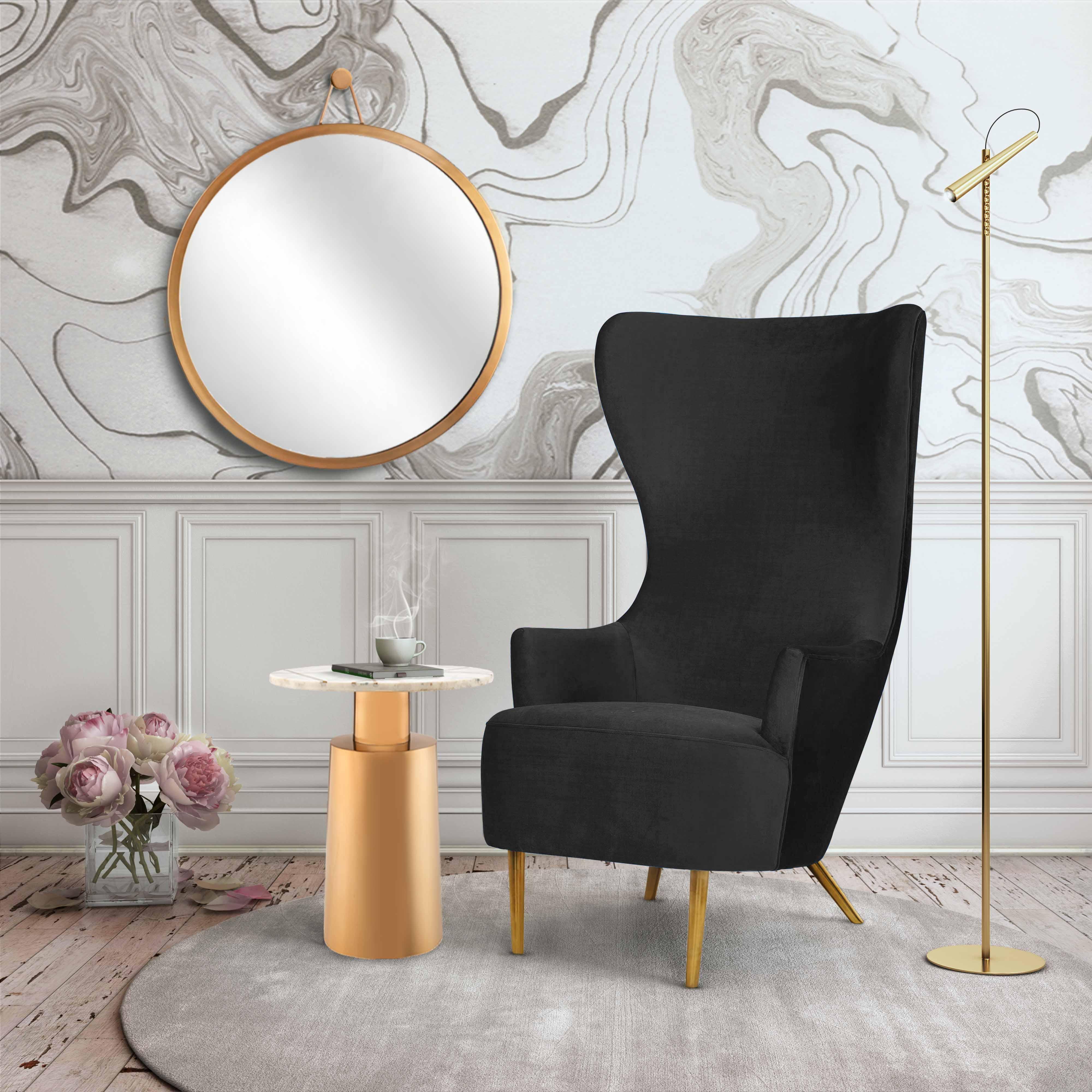 Julia Black Velvet Wingback Chair - Frankwebs