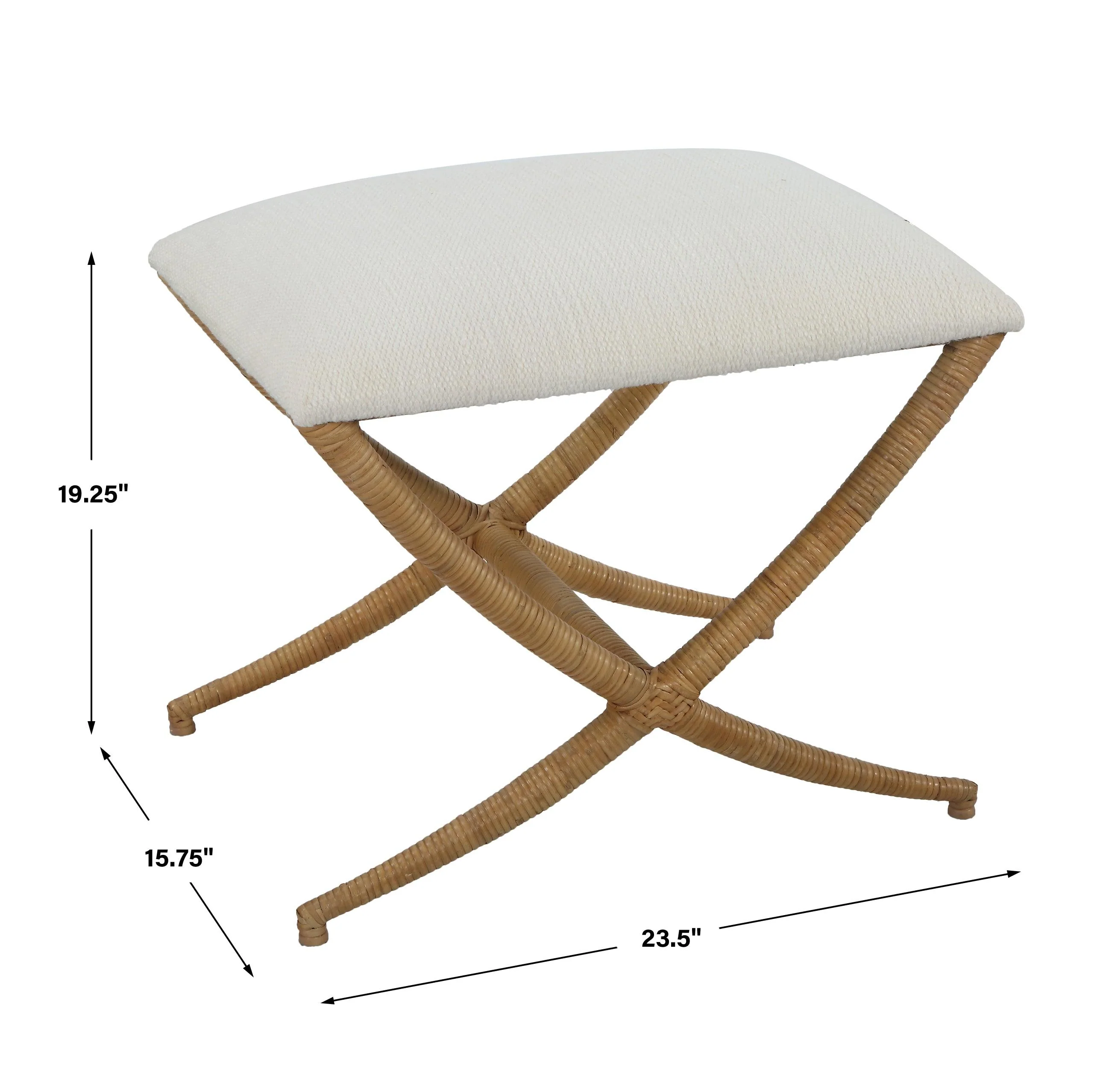 Expedition White Fabric Small Bench - Frankwebs