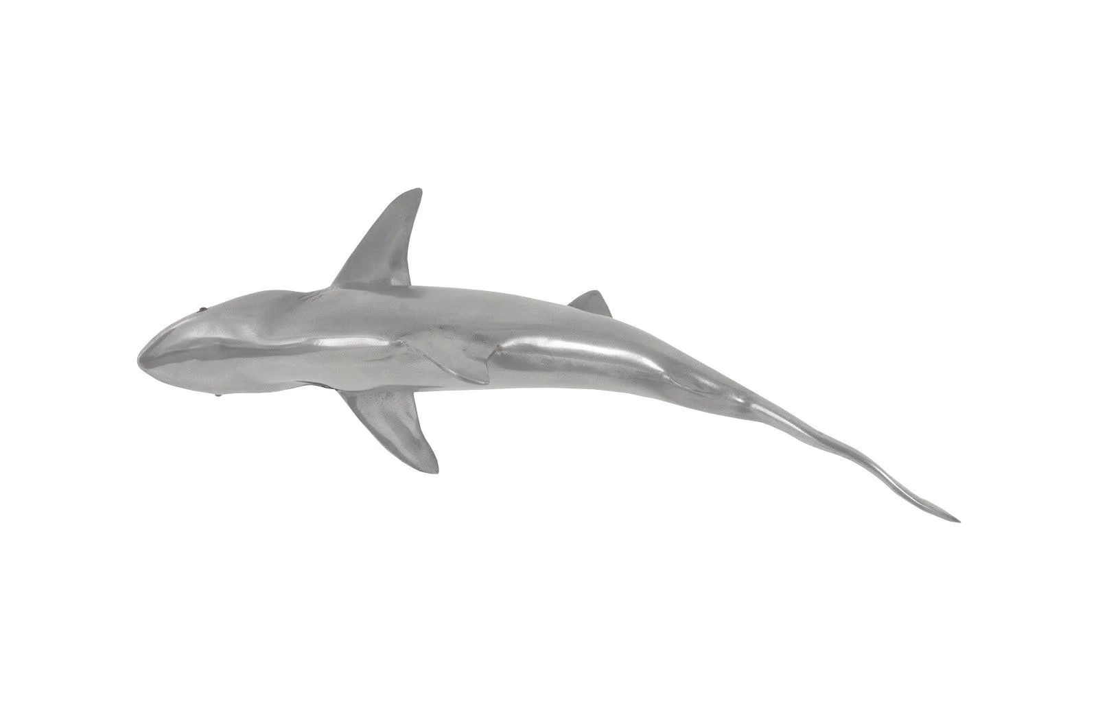 Whaler Shark Fish Wall Sculpture, Resin, Polished Aluminum Finish - Frankwebs