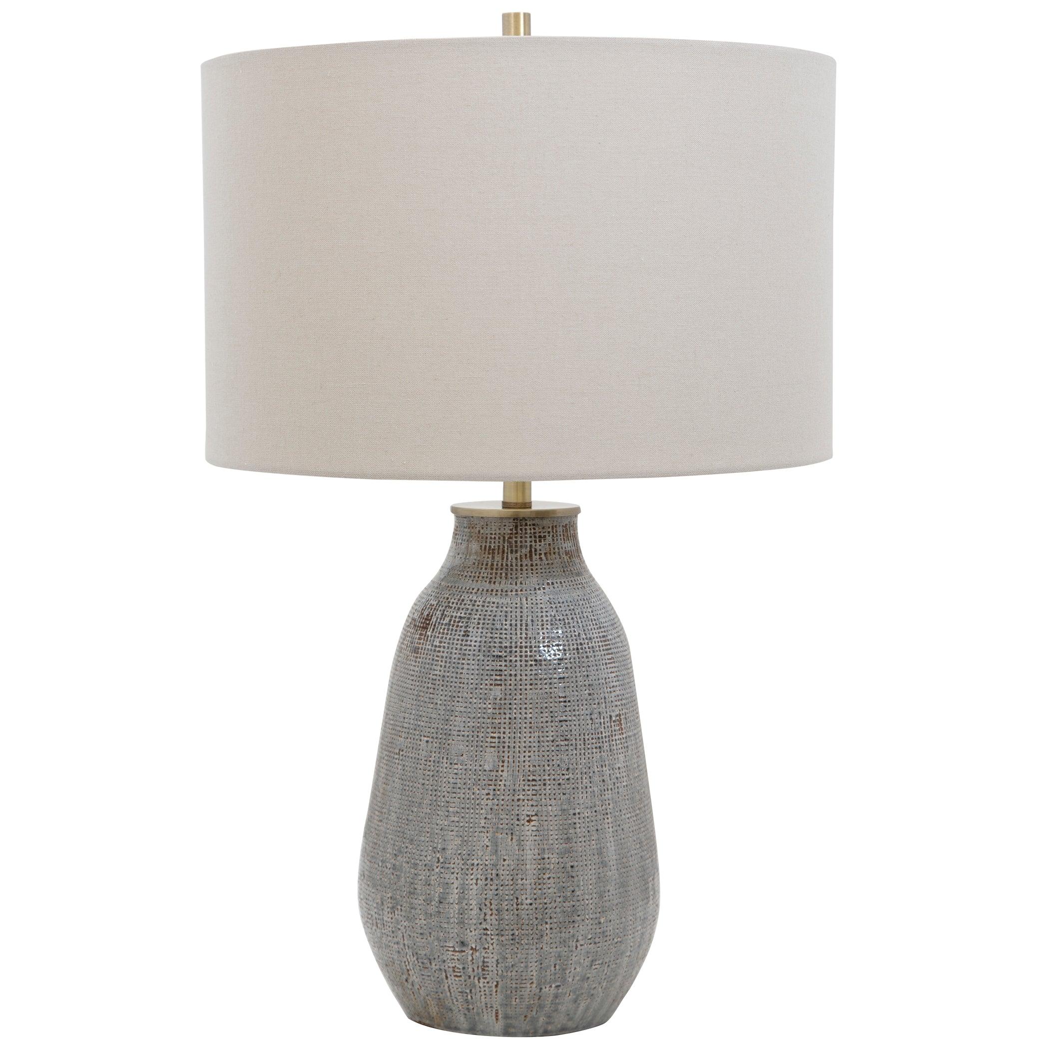 MONACAN GRAY TEXTURED TABLE LAMP - Frankwebs