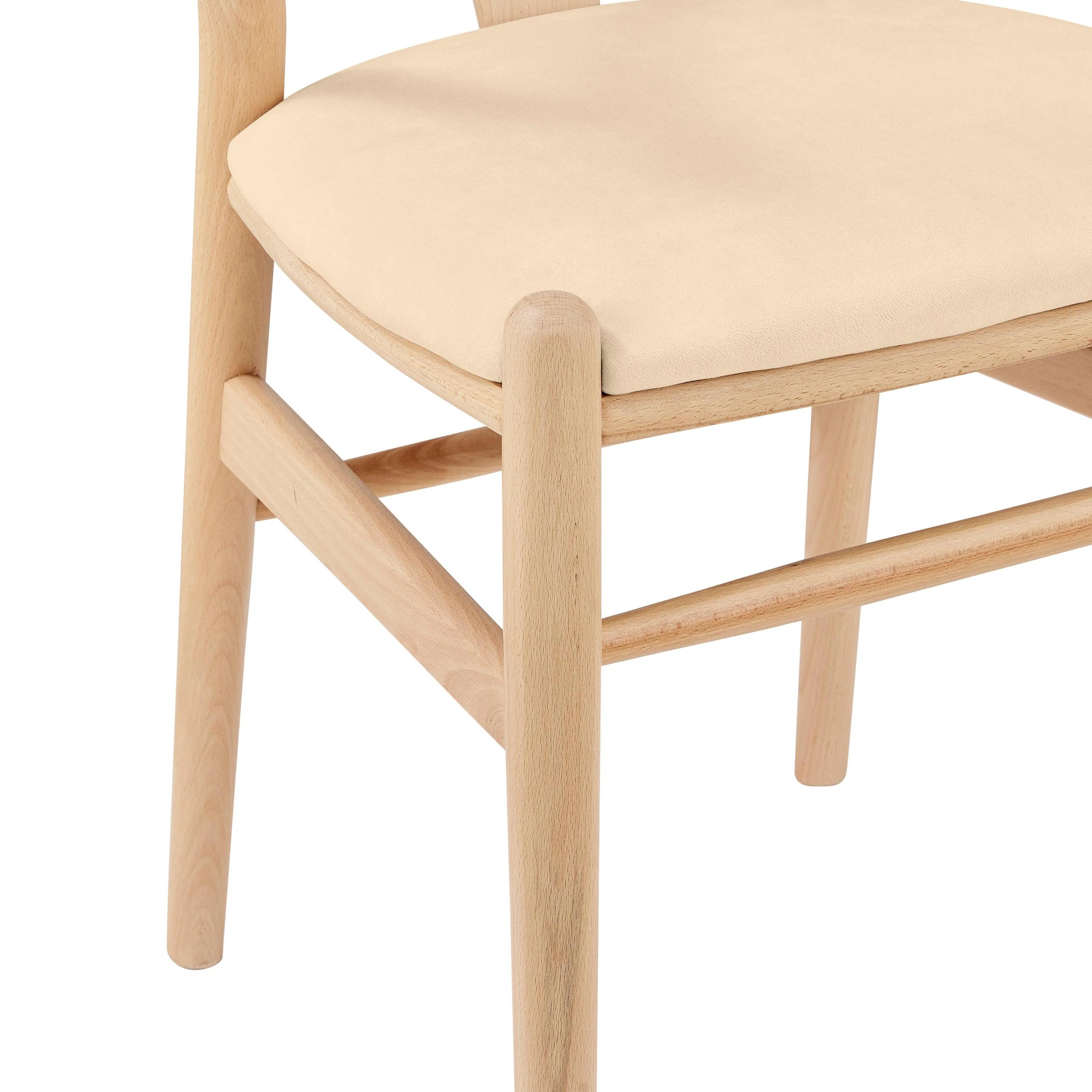 Evelina Side Chair with Stained Framed and Beige Velvet Seat - Set of 2 - Frankwebs