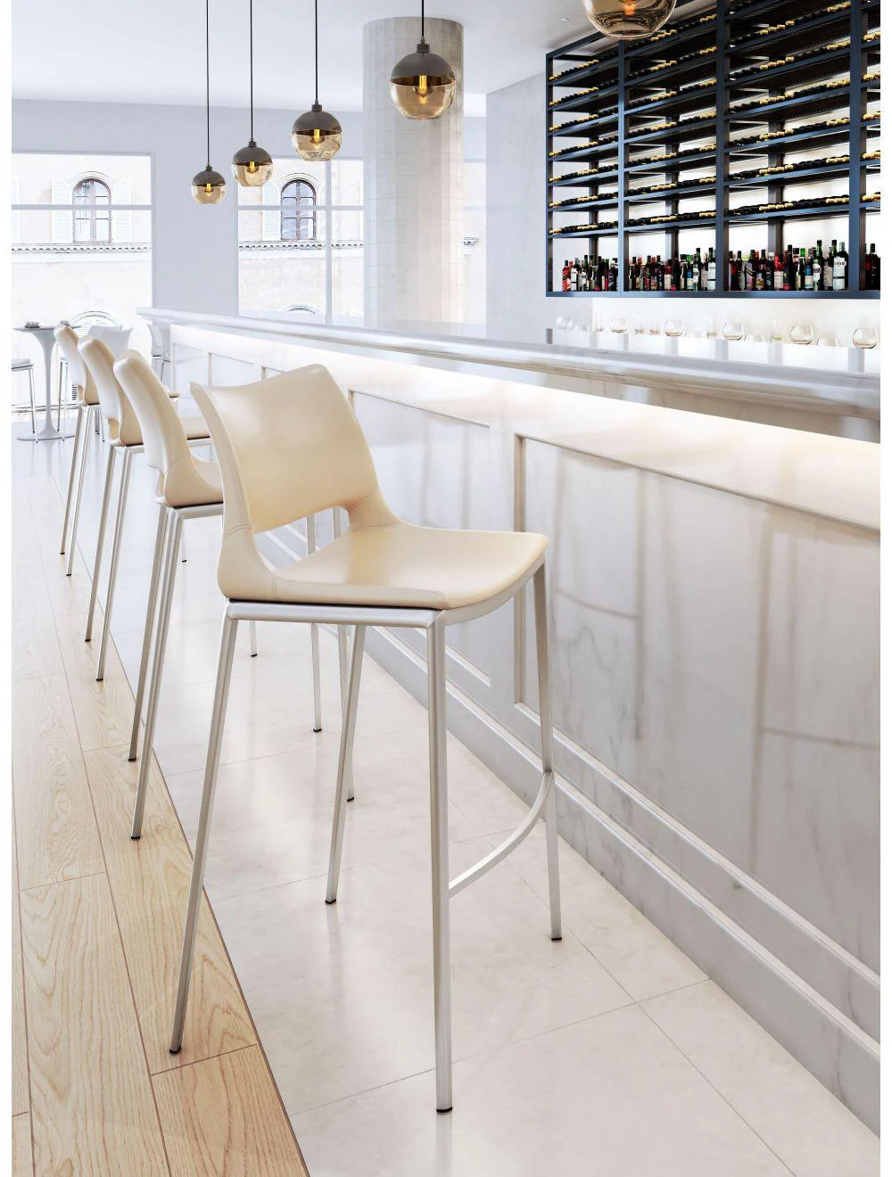 Ace Bar Chair (Set of 2) Light Pink & Silver - Frankwebs