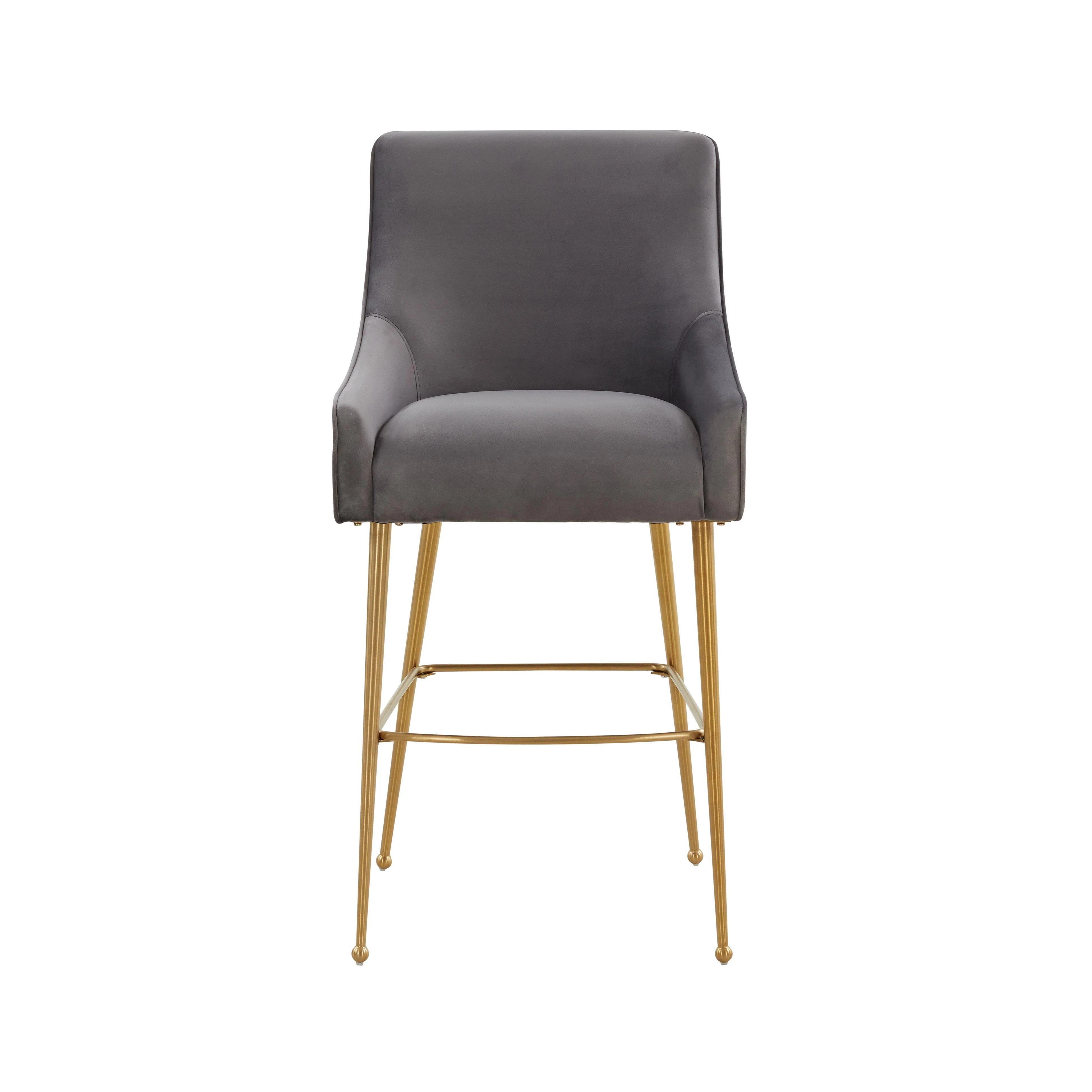 Beatrix Dark Grey Velvet Counter Stool - Gold Legs - Frankwebs
