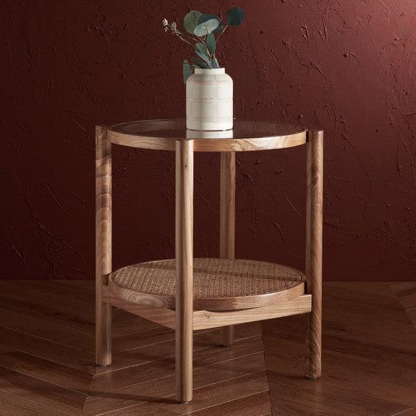 KARYNA RATTAN AND GLASS ACCENT TABLE - Frankwebs