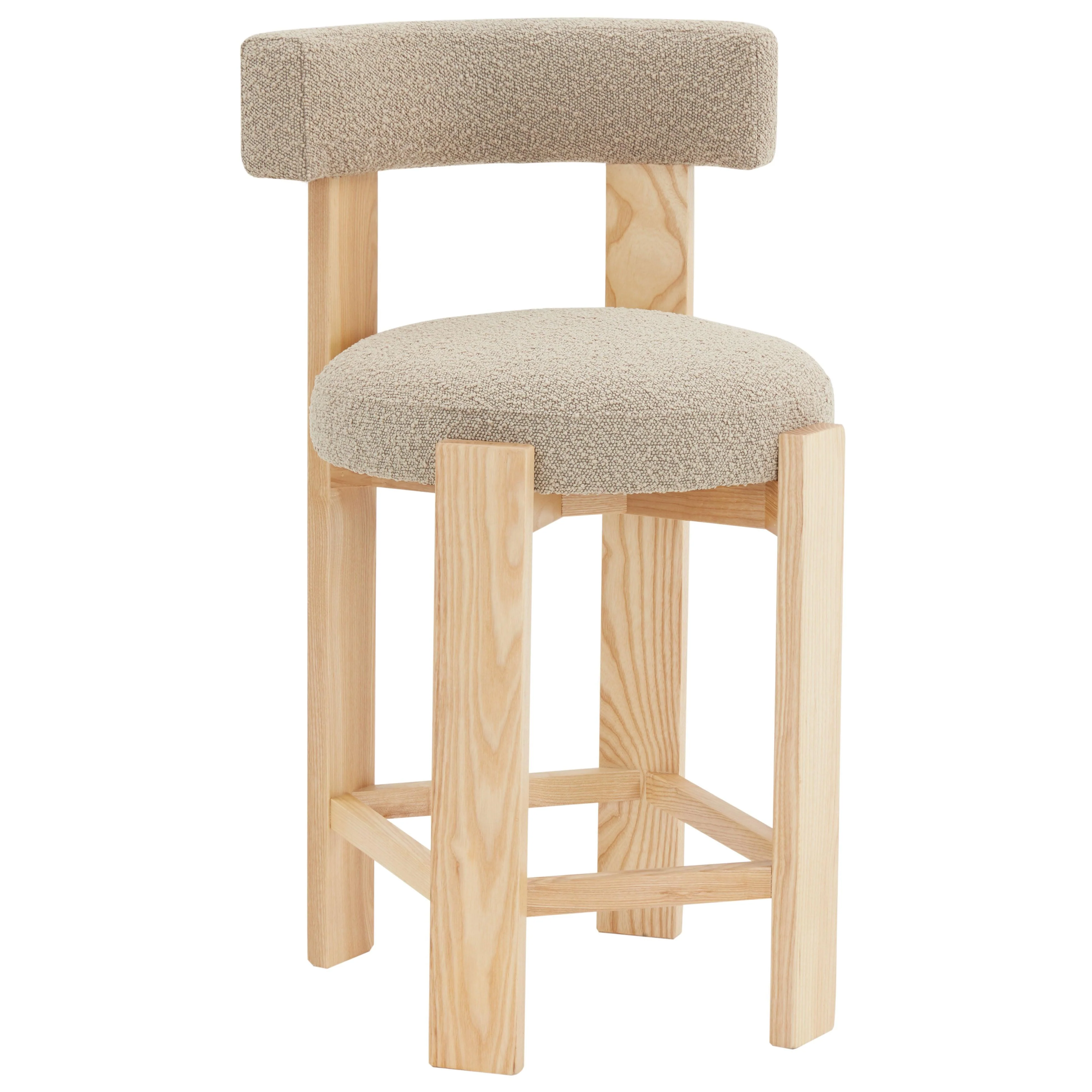 Saralisa Boucle And Wood Counter Stool - Frankwebs