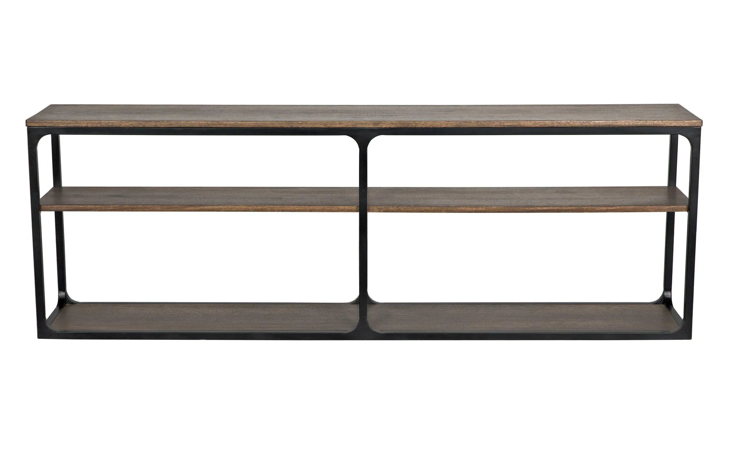 Novie Console, Large, Black Steel with Dark Walnut - Frankwebs