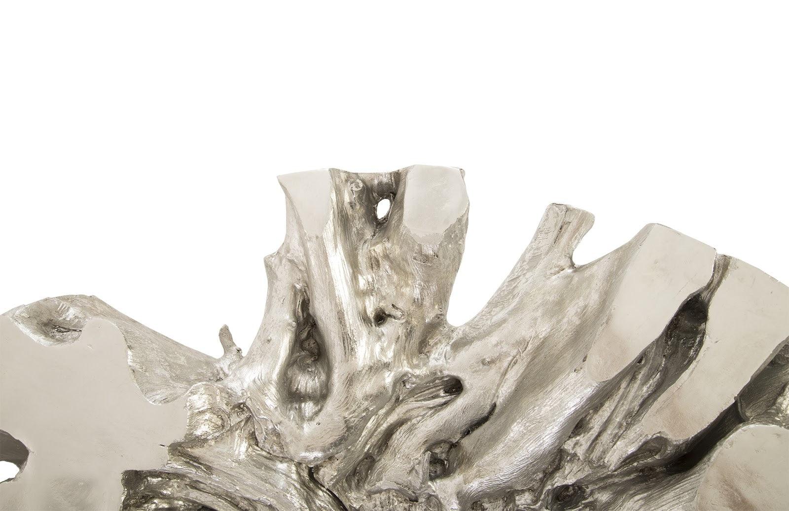 Otis Root Coffee Table with Glass, Silver Leaf - Frankwebs