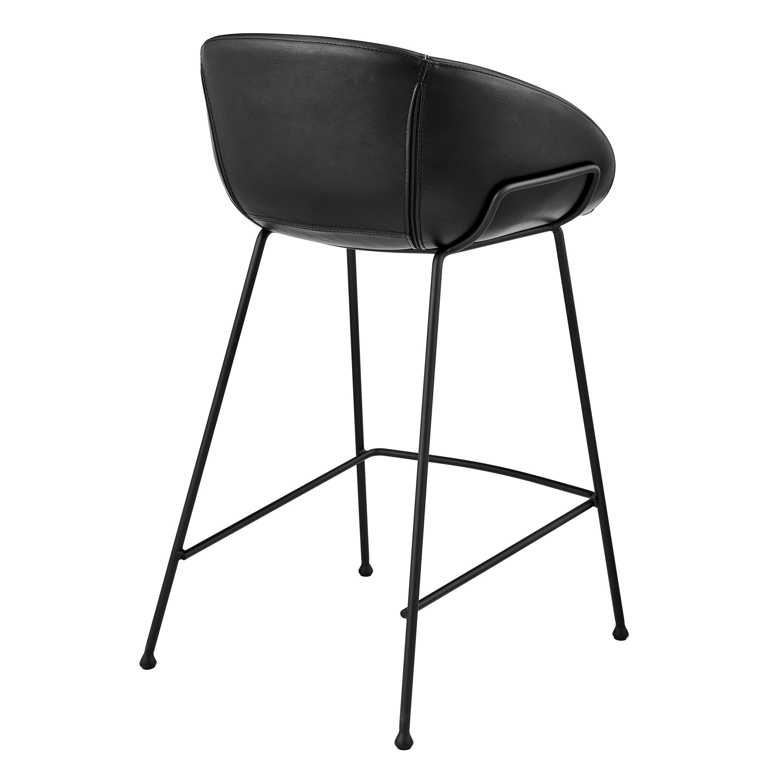 Zach-C Counter Stool with Leatherette and Matte Powder Coated Steel Frame and Legs - Set of 2 - Frankwebs