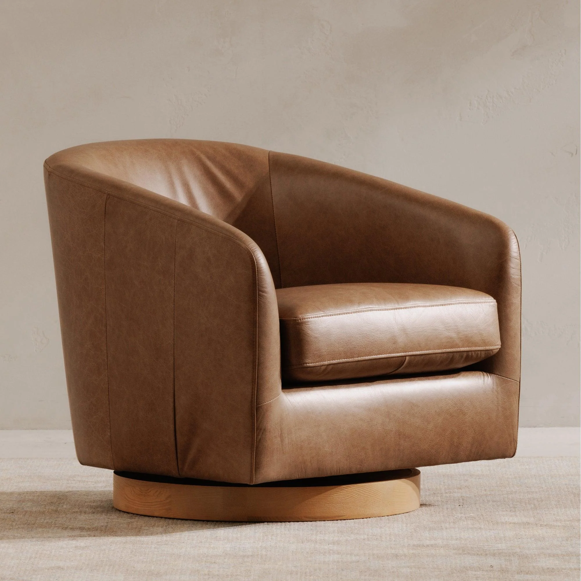 Oscy Leather Swivel Chair Tan - Frankwebs