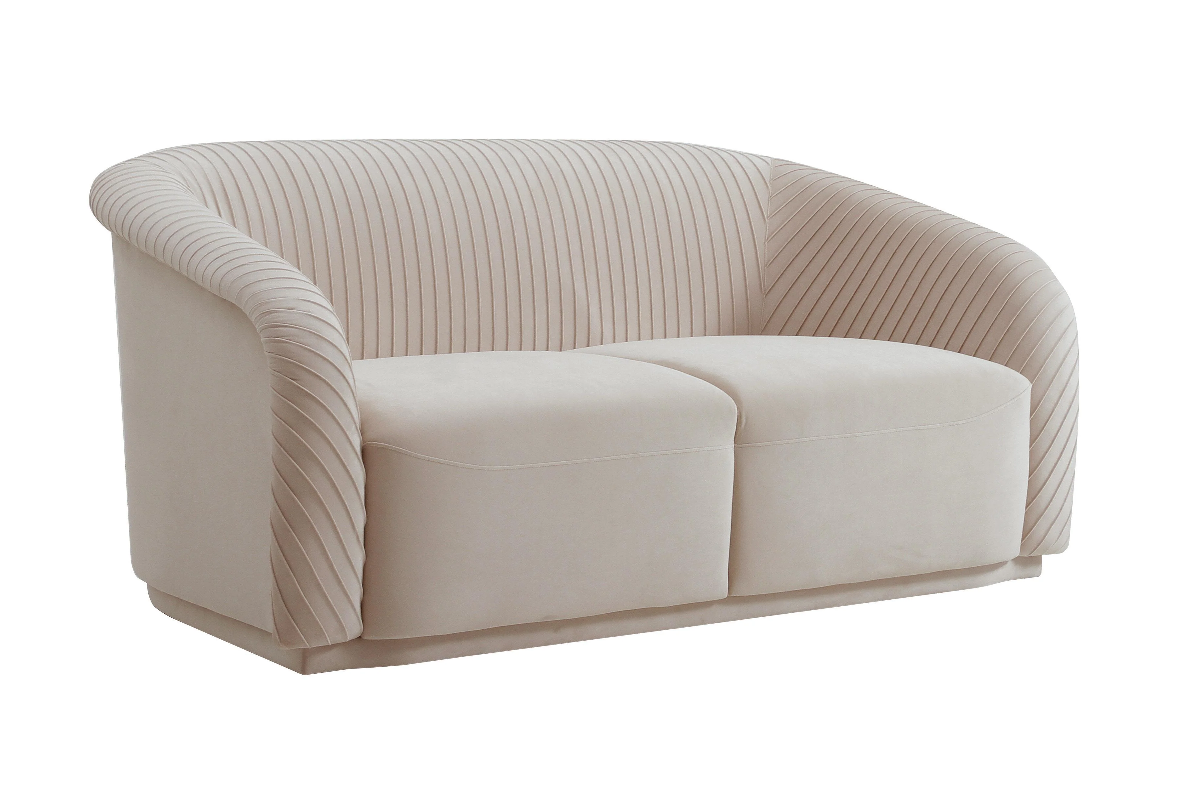 Yara Pleated Beige Velvet Loveseat - Frankwebs