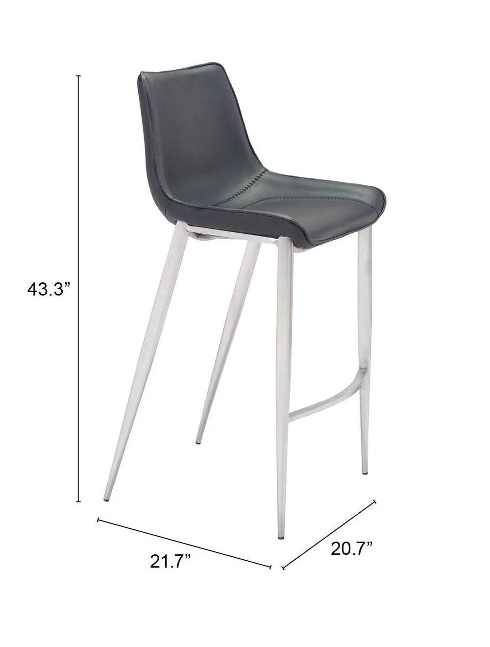 Magnus Bar Chair (Set of 2) Black & Silver - Frankwebs