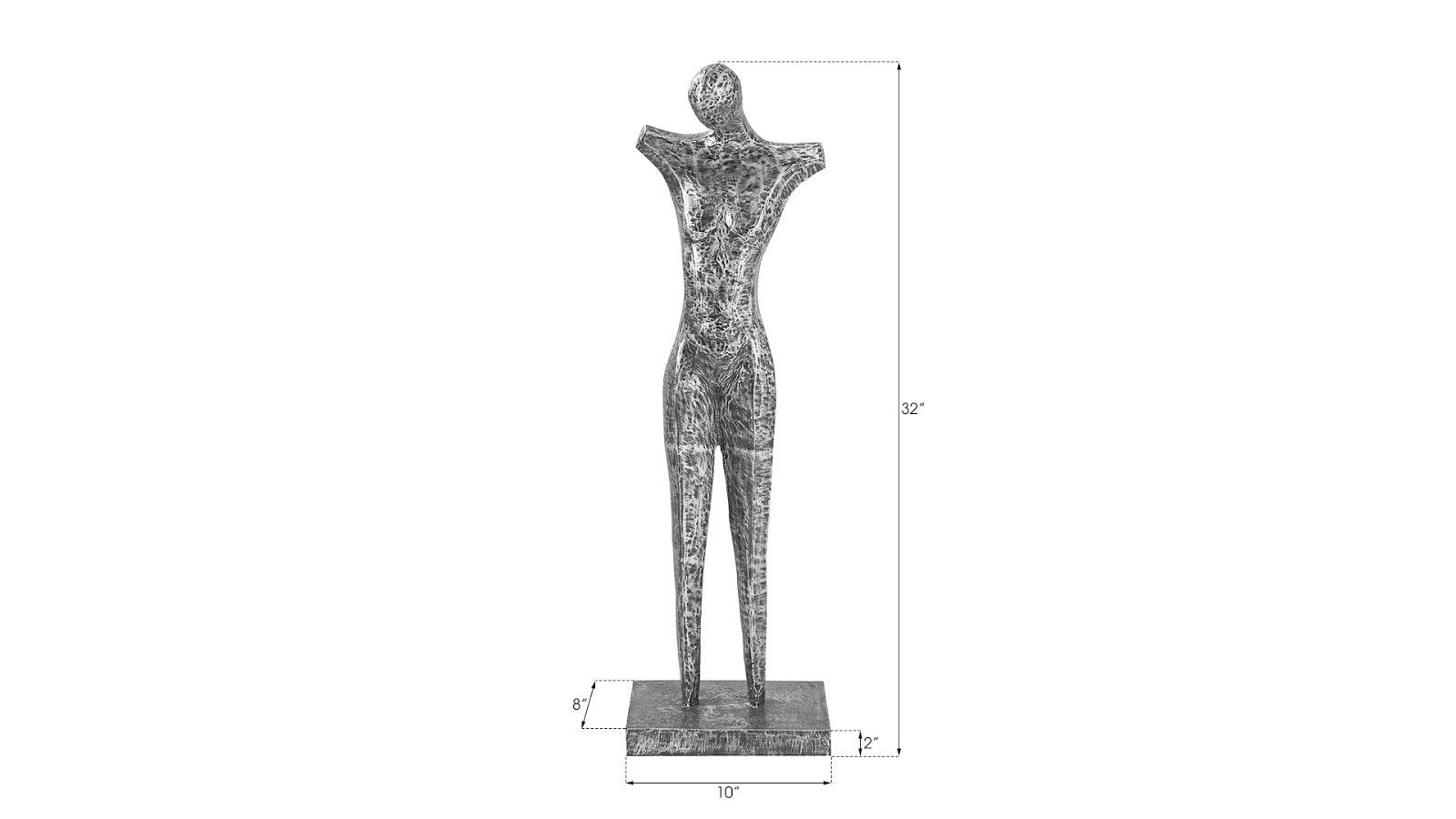 Abstract Male Sculpture on Stand, Black/Silver, Aluminum - Frankwebs