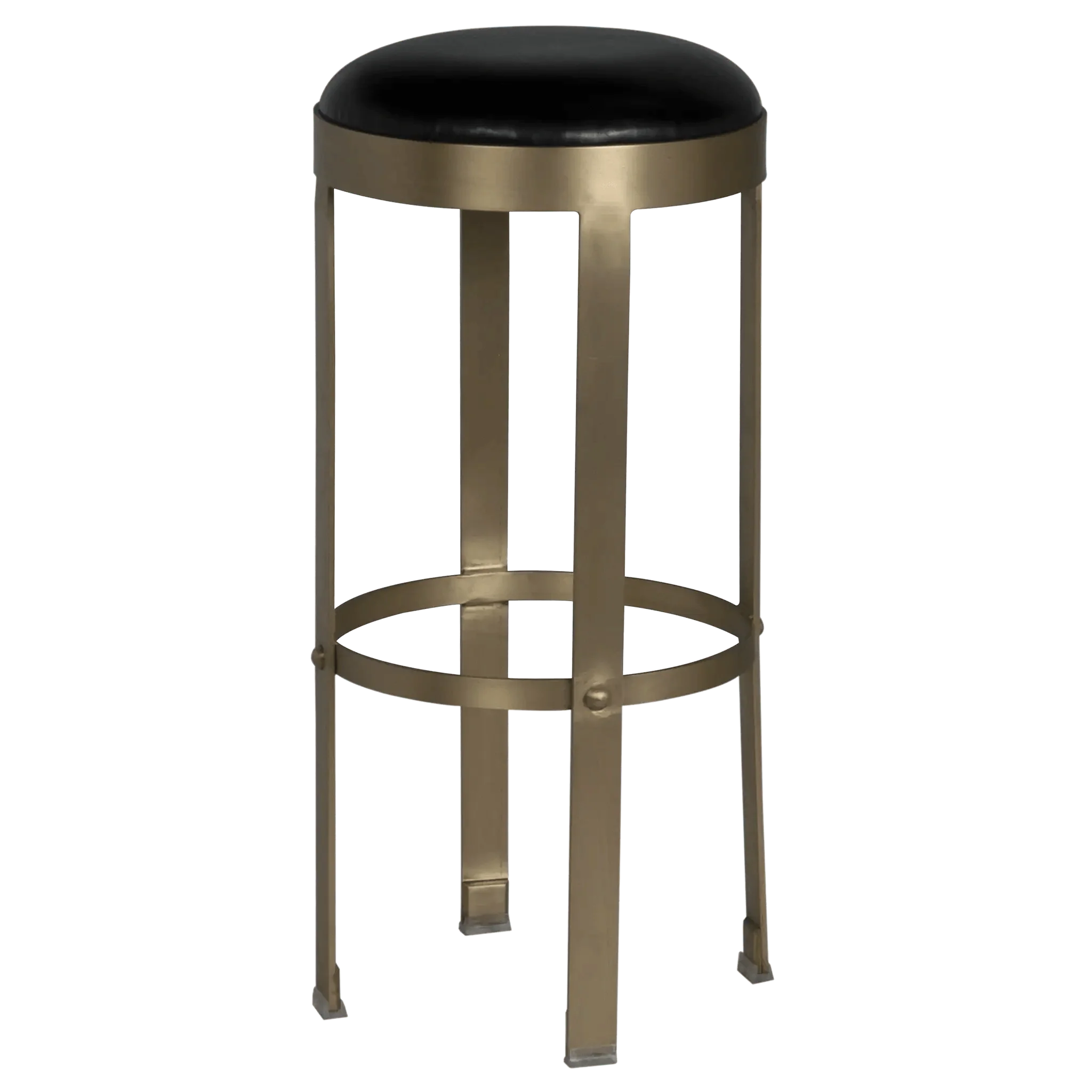 Prince Stool with Leather, Brass Finish - Frankwebs