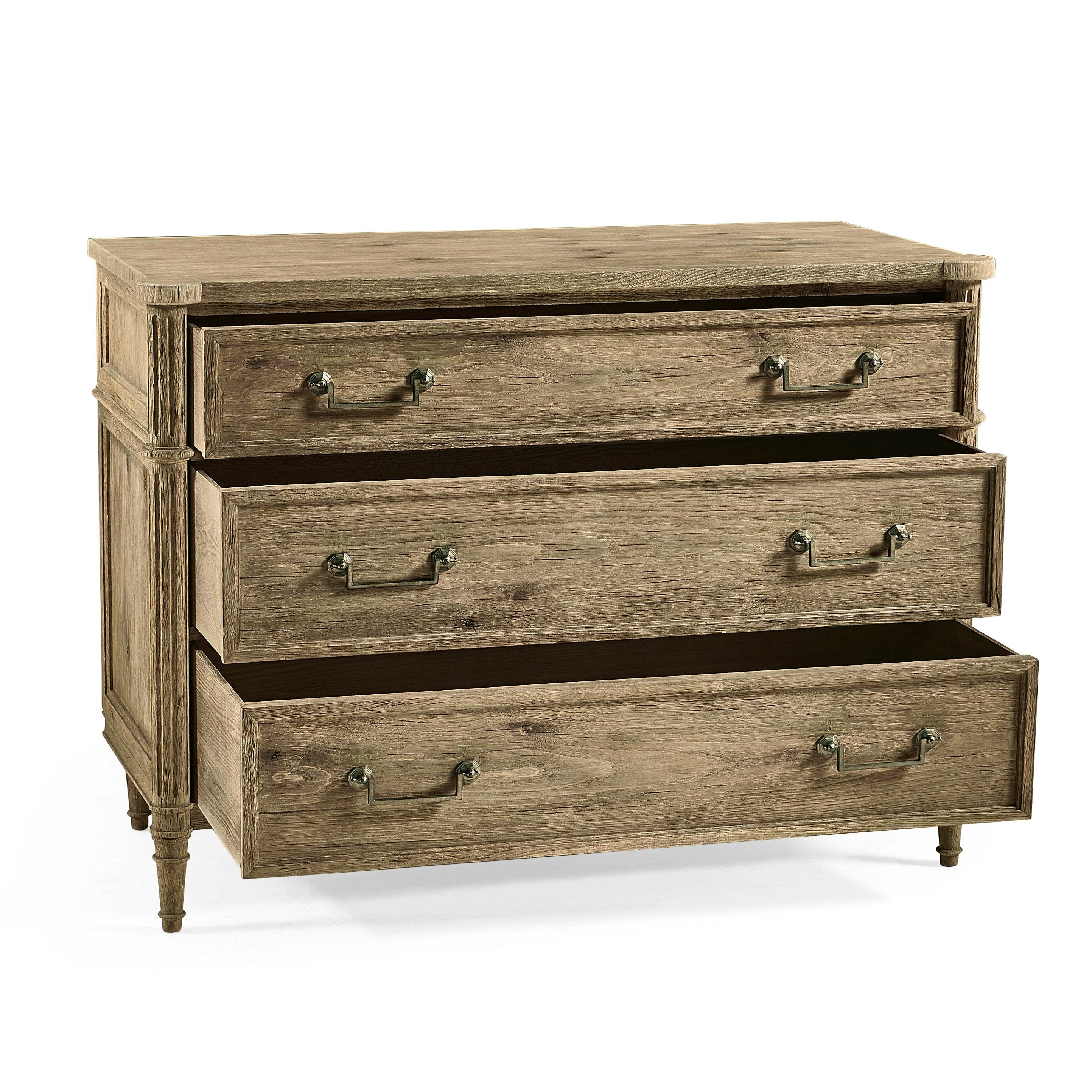 Timeless Kalpa Louis XVI Drawer Chest in Stripped Brown Chestnut 42