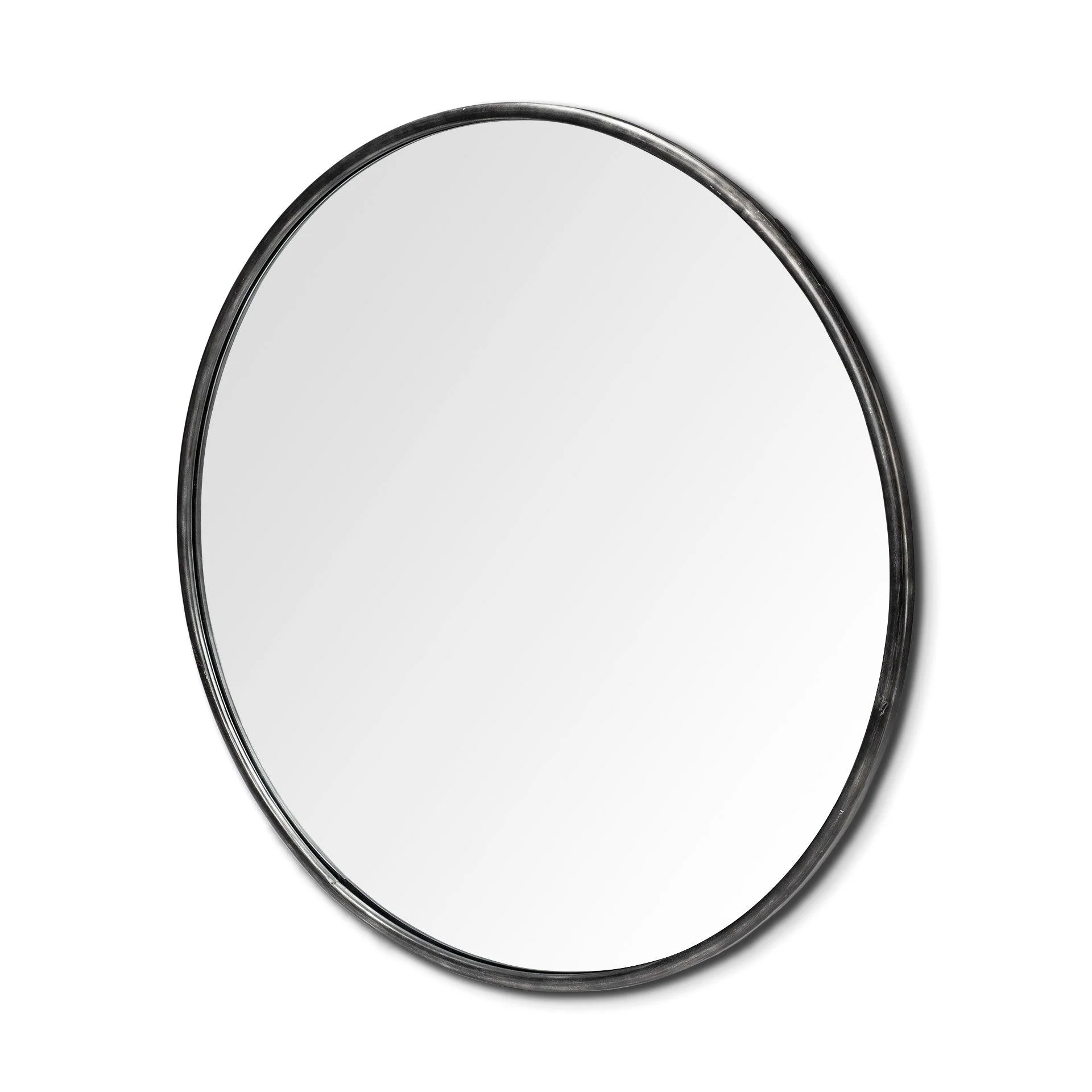 Piper 47.2L x 1.0W x 47.2H Large Black Metal Round Wall Mirror - Frankwebs