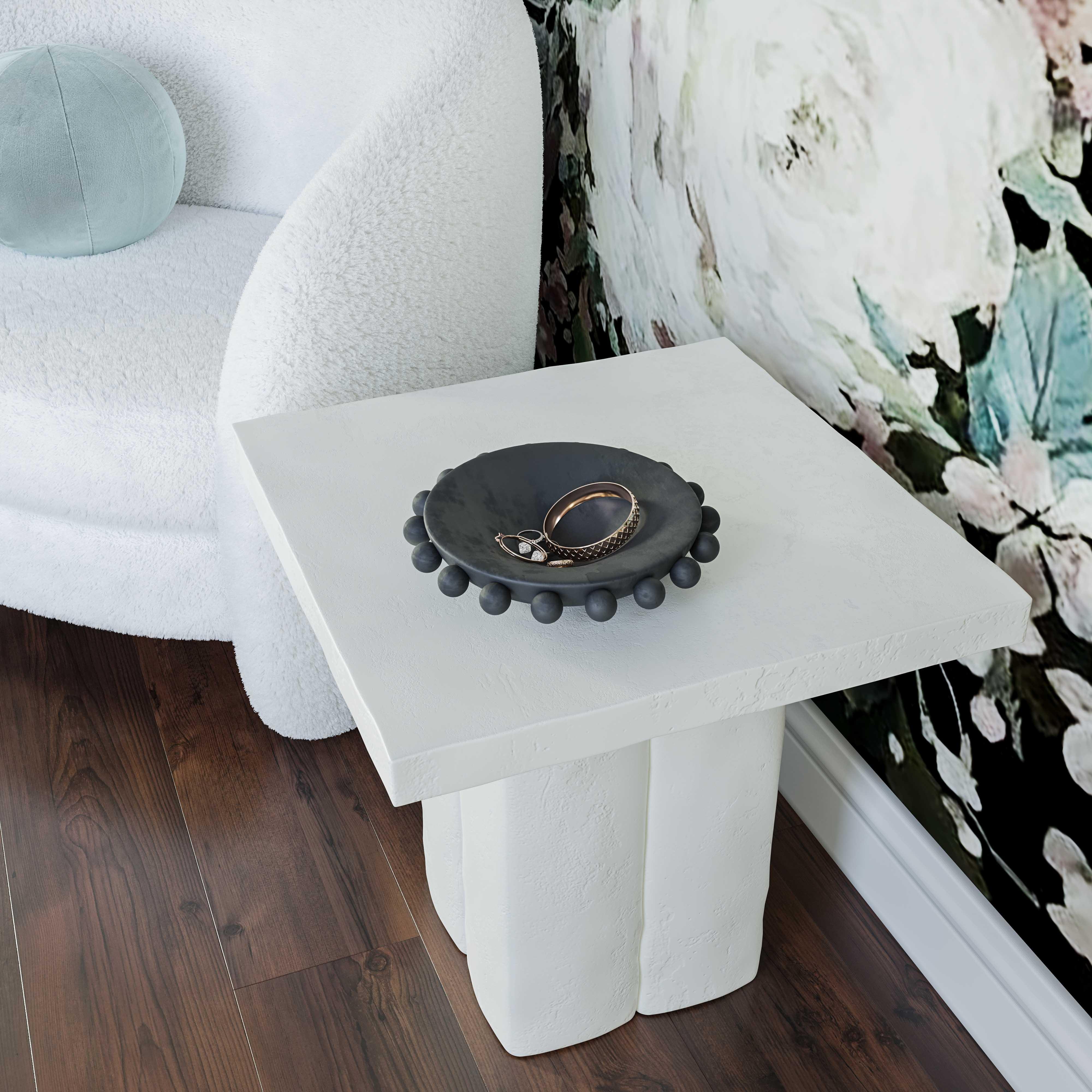 Kayla White Concrete Side Table - Frankwebs