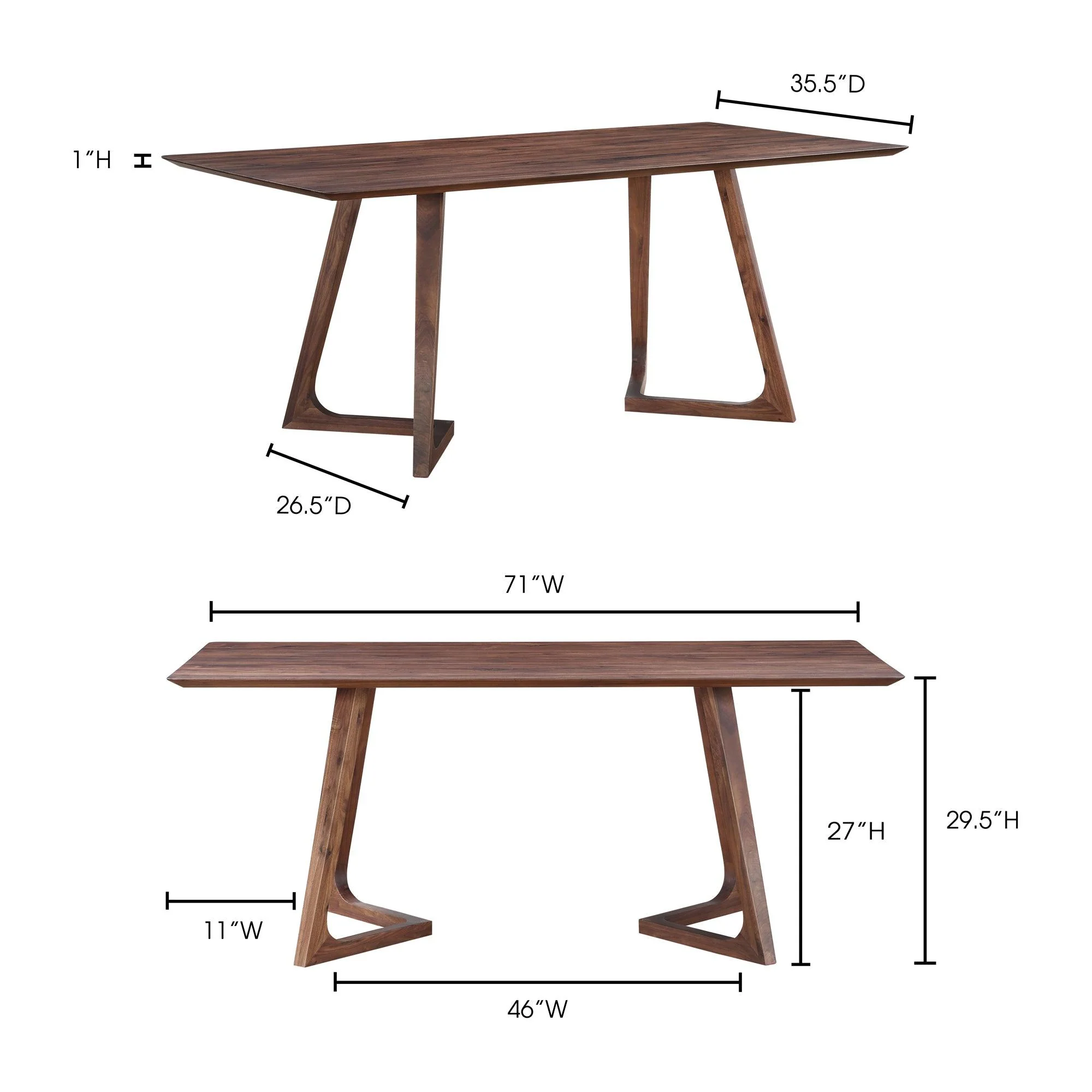 Godenza Dining Table Rectangular Walnut - Frankwebs
