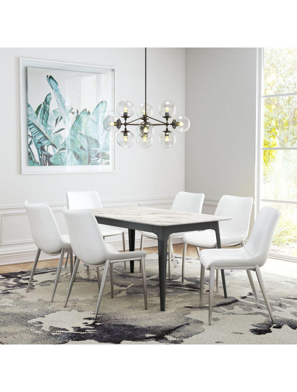 Magnus Dining Chair (Set of 2) White & Silver - Frankwebs