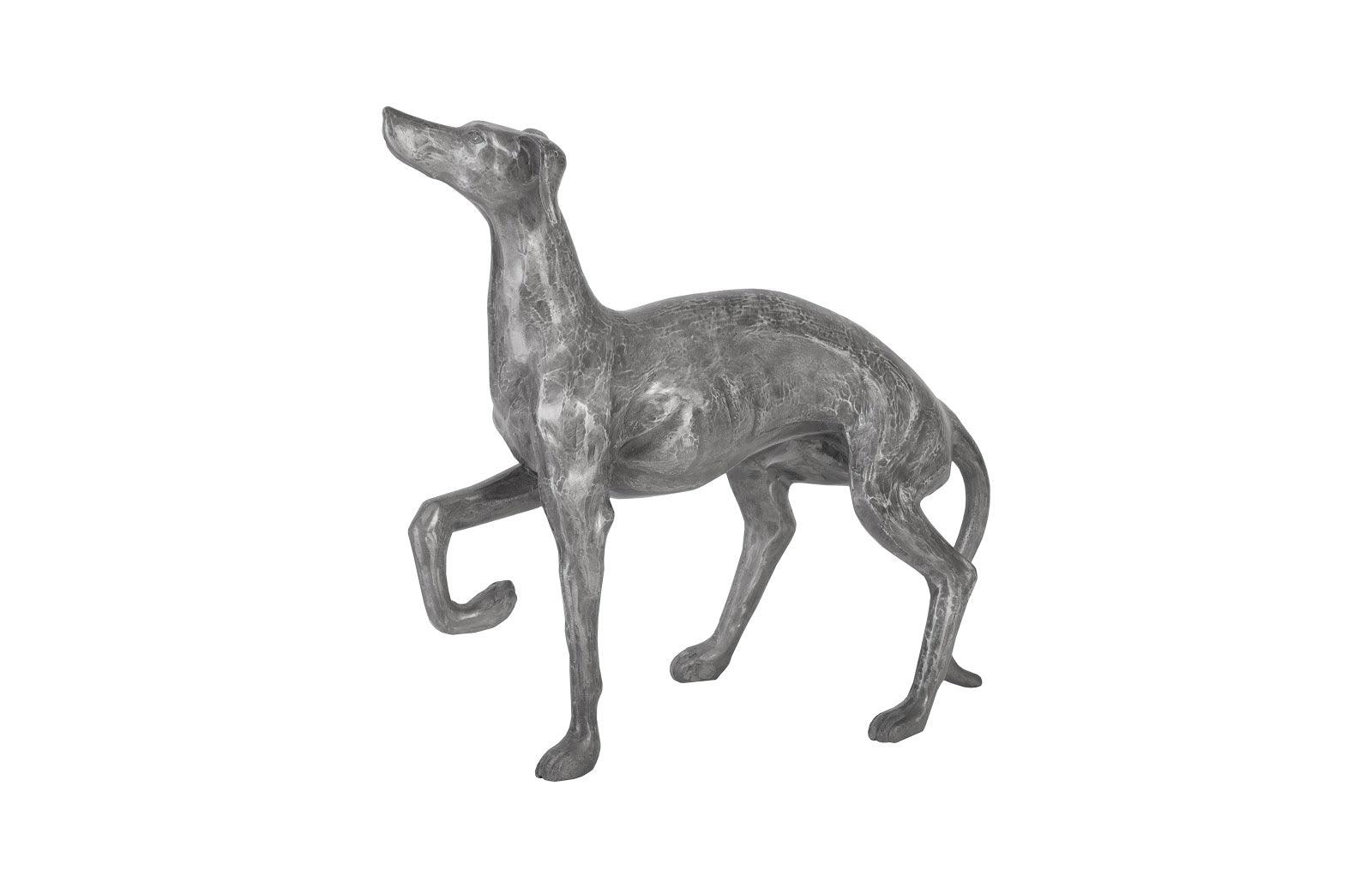 Prancing Dog Sculpture, Black/Silver, Aluminum - Frankwebs