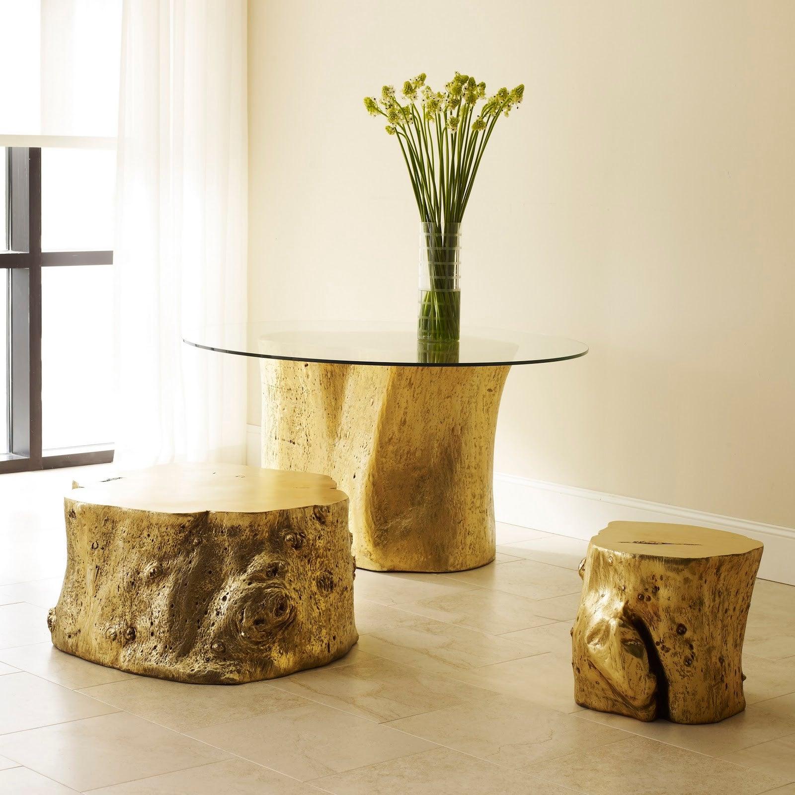 Log Stool, Gold Leaf, SM - Frankwebs