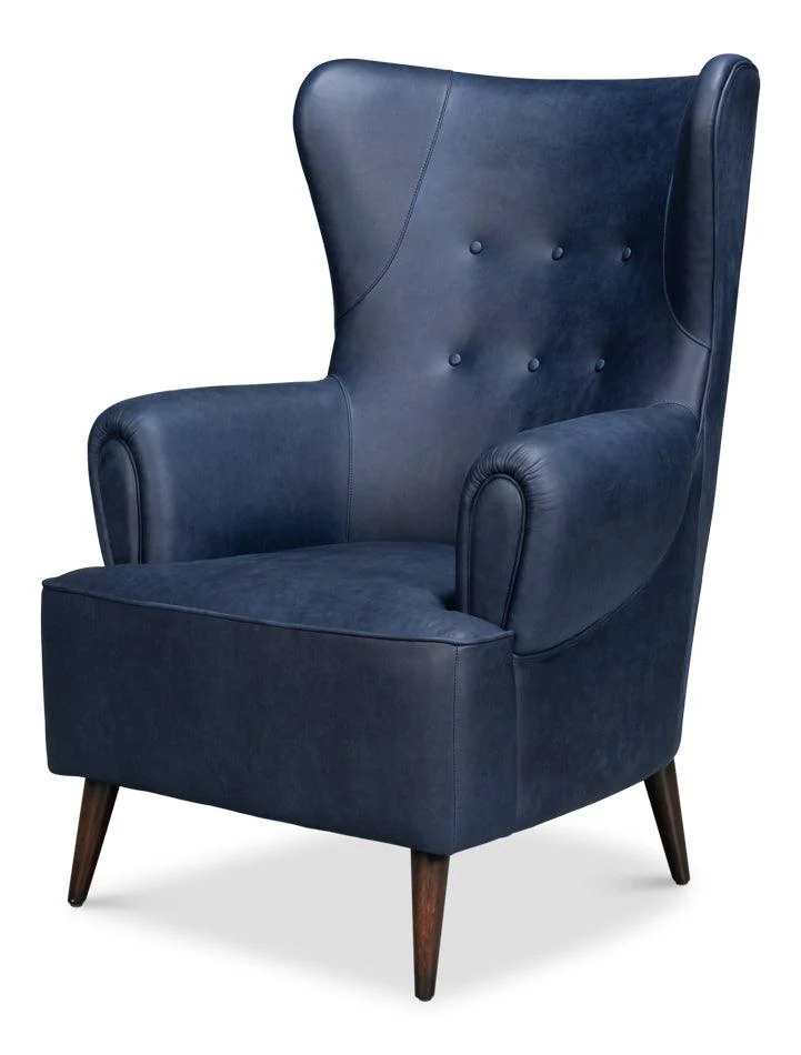 Hightower Distilled Leather Chair Blue - Frankwebs