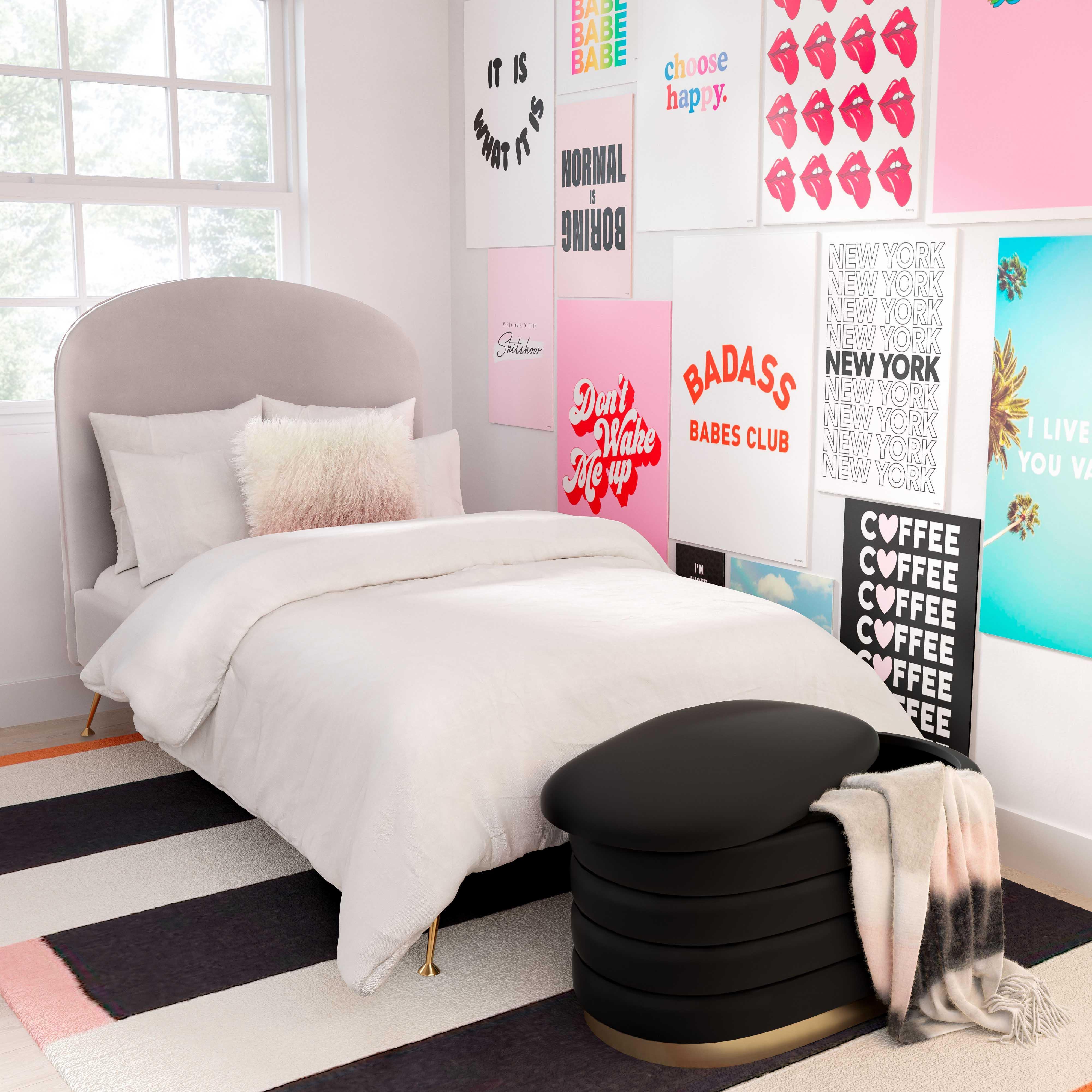 Lillian Black Velvet Storage Bench - Frankwebs