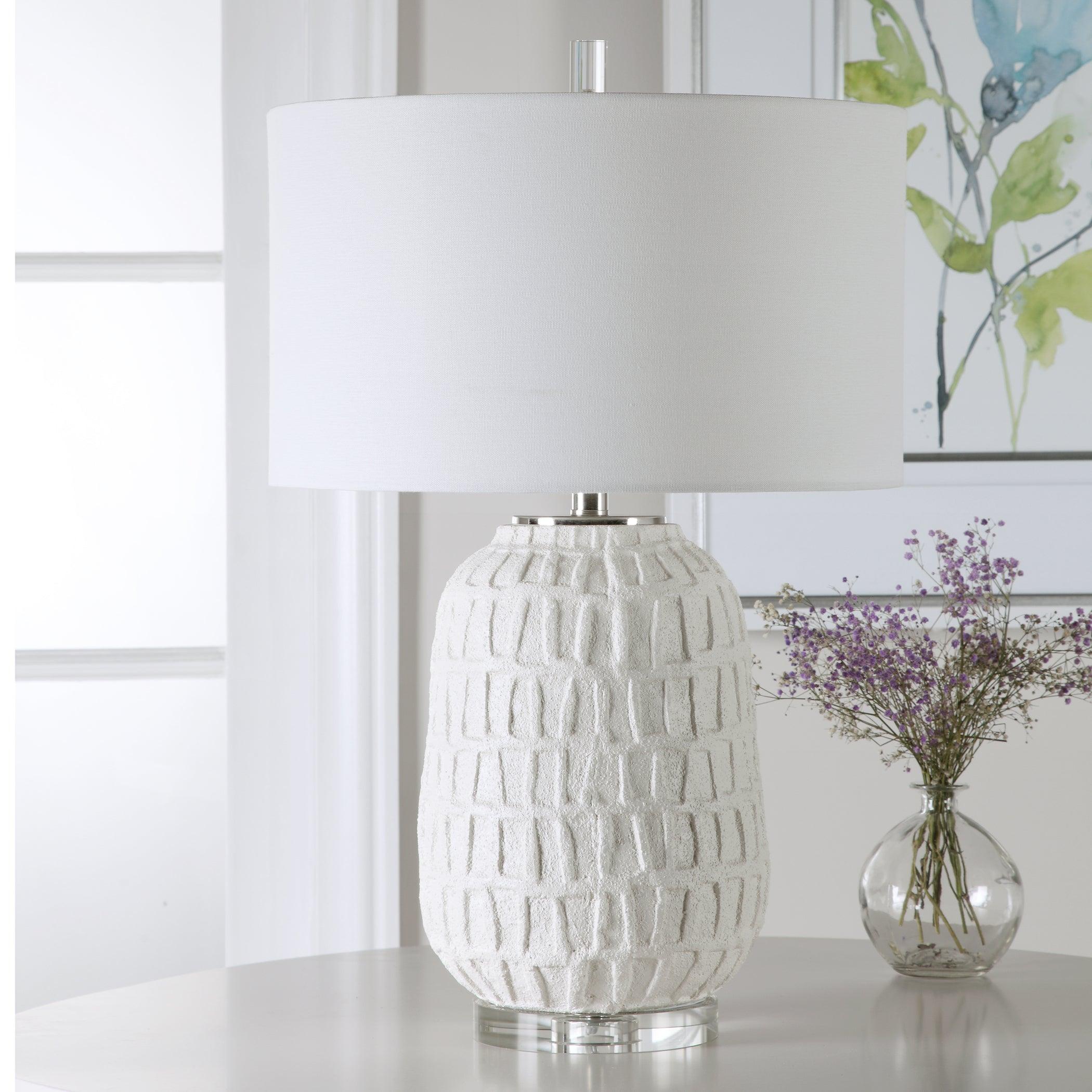 CAELINA TEXTURED WHITE TABLE LAMP - Frankwebs