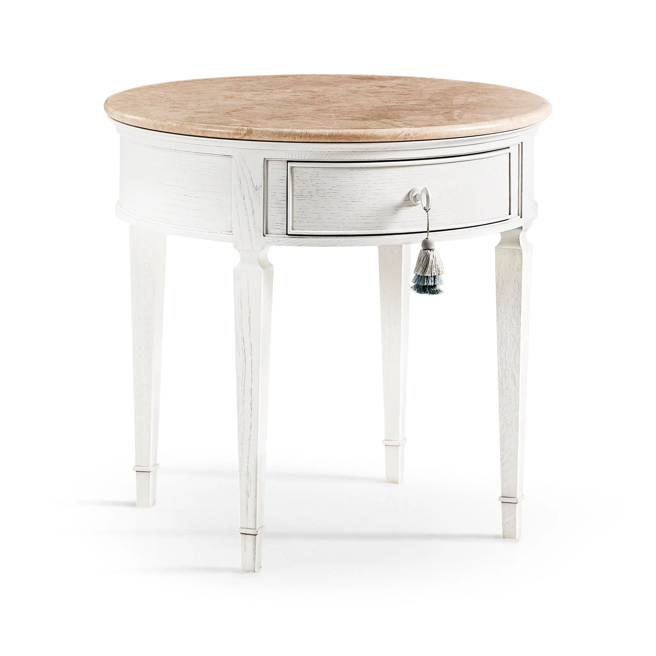 White Anvil Round End Table - Frankwebs
