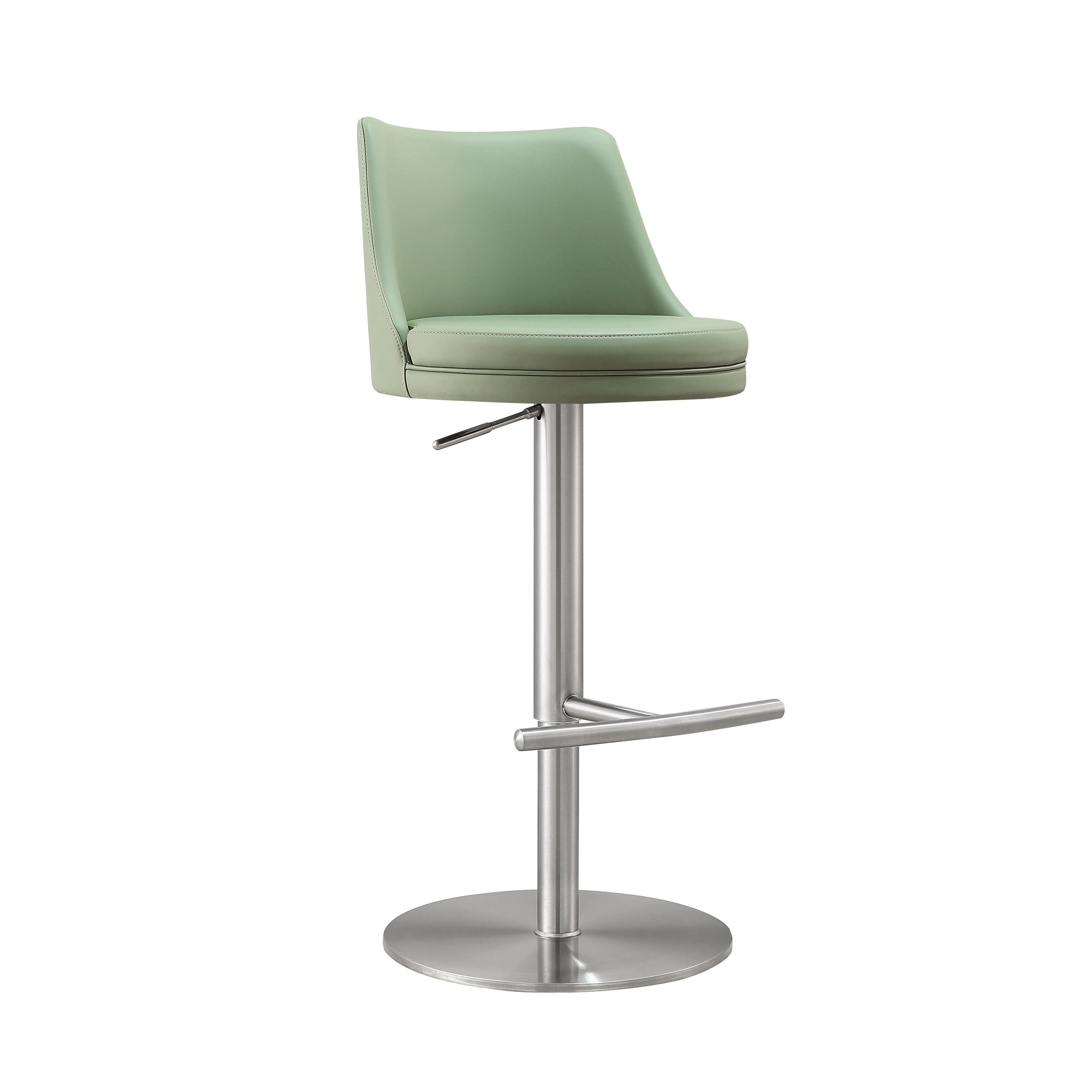 Reagan Sea Foam Green and Silver Adjustable Stool - Frankwebs