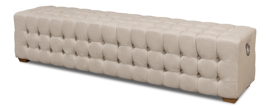 Beam Bench - Tufted Beige Linen - Frankwebs