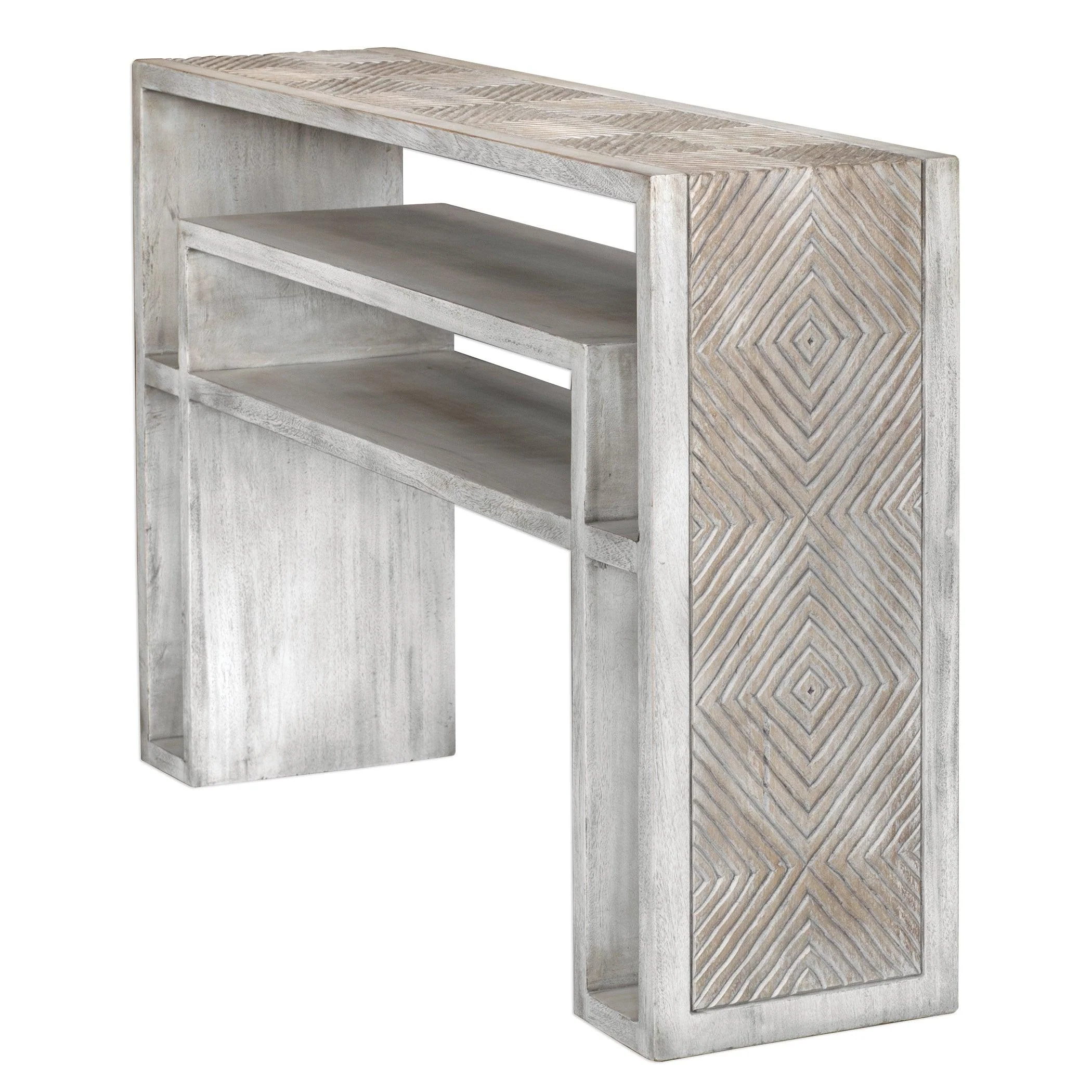 GENARA BONE WHITE CARVED CONSOLE TABLE - Frankwebs
