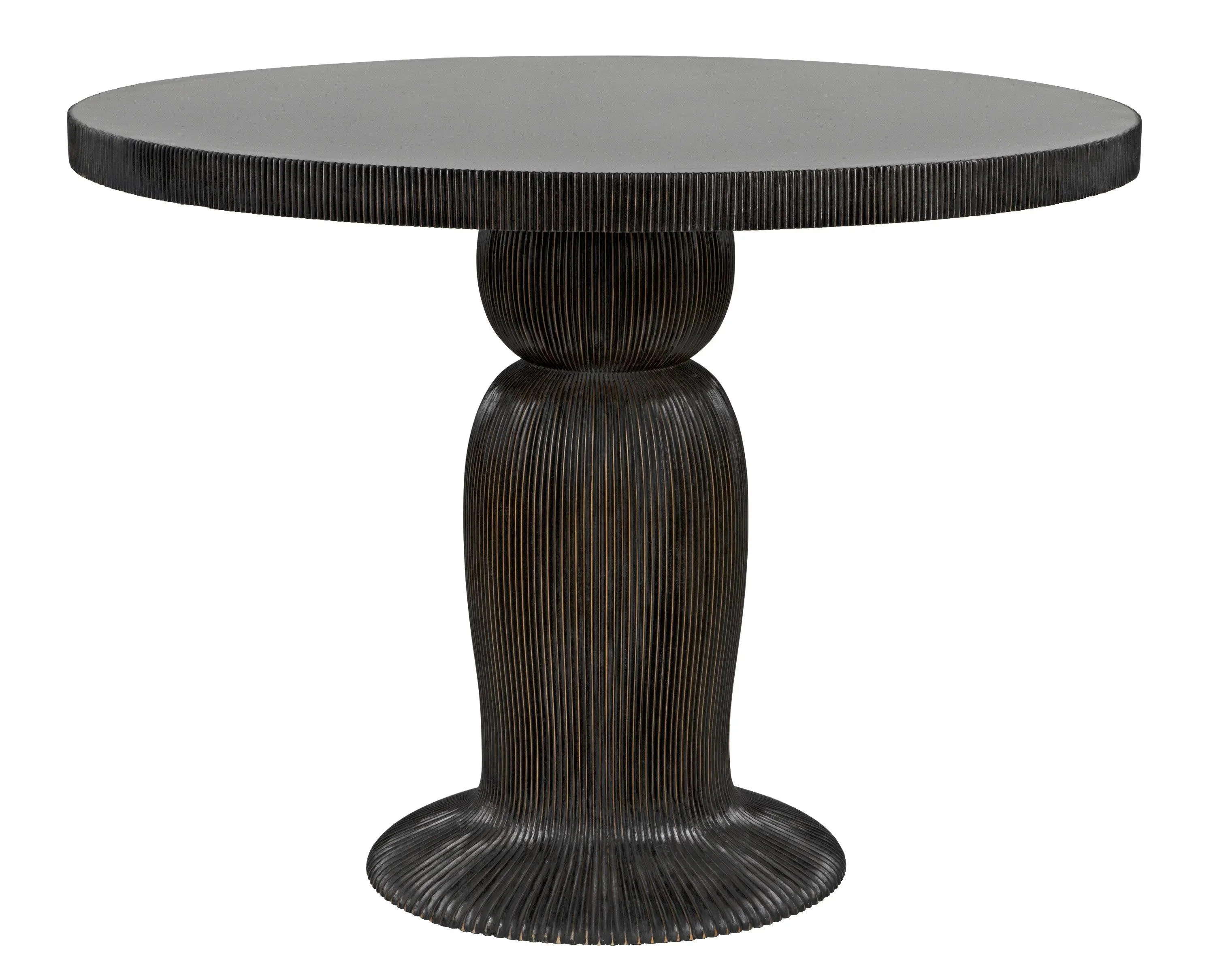 Portobello Dining Table, Hand Rubbed Black with Light Brown Trim - Frankwebs