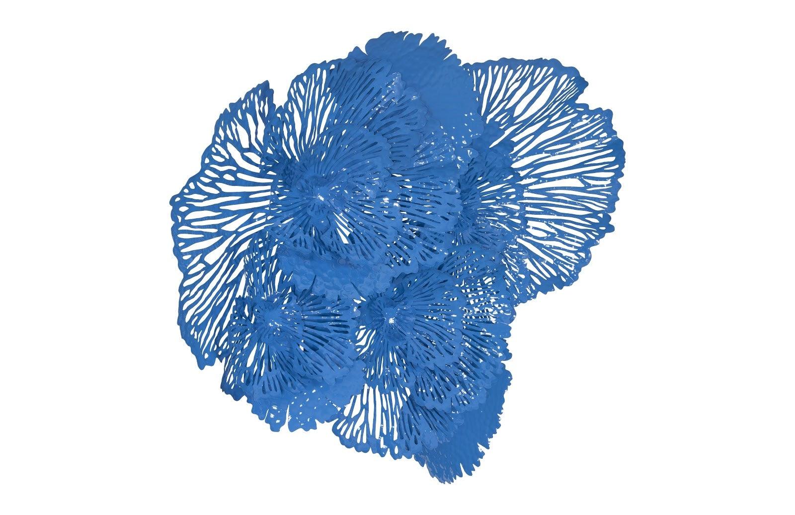 Flower Wall Art, Large, Blue, Metal - Frankwebs