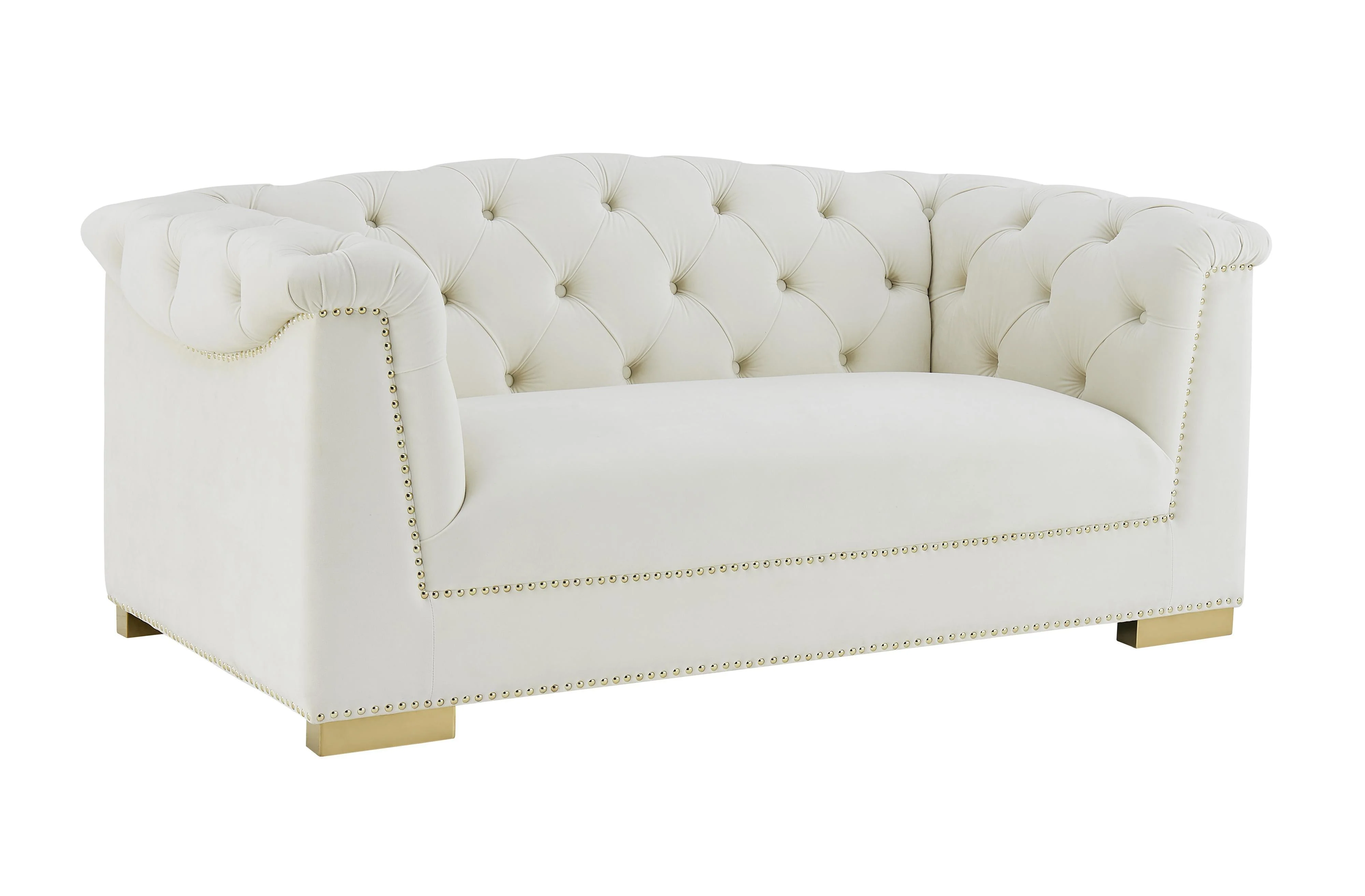 Farah Cream Velvet Loveseat - Frankwebs