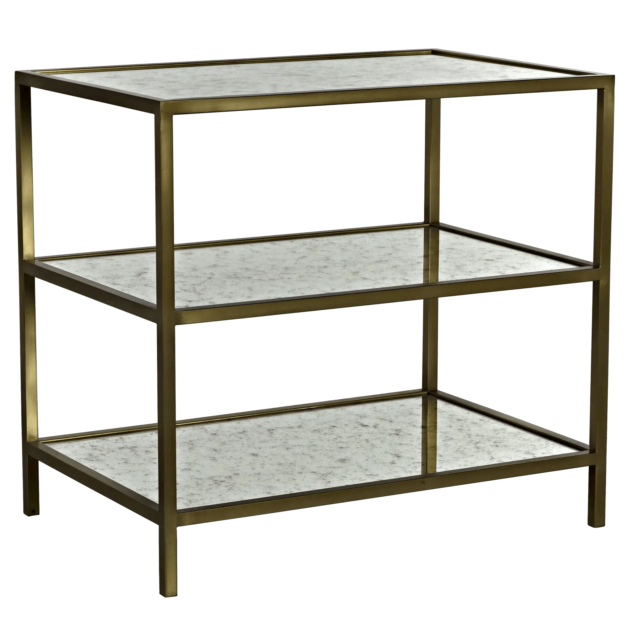 3 Tier Side Table, Antique Brass and Antique Mirror - Frankwebs