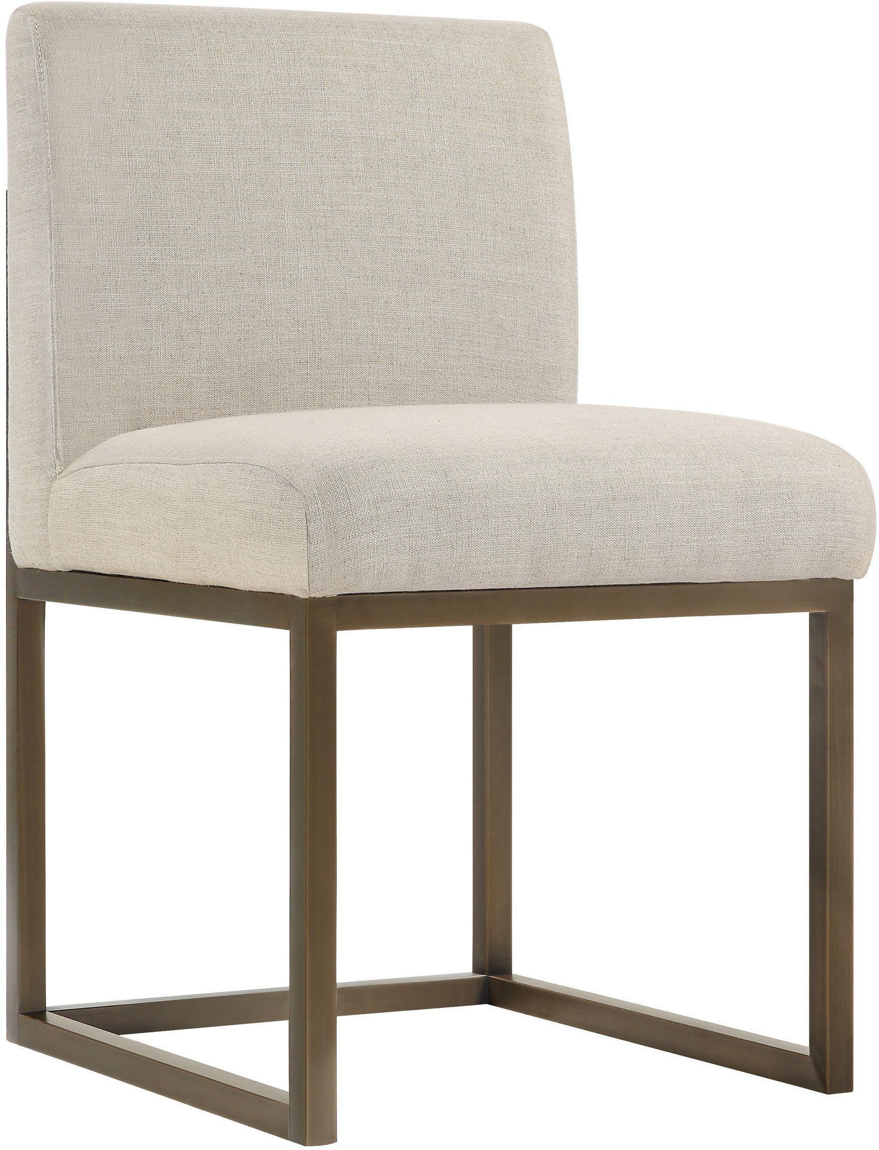 Haute Beige Linen Chair in Brass - Frankwebs