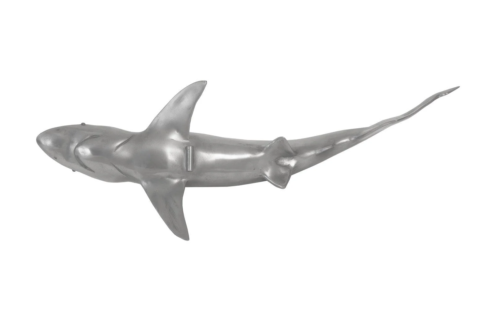Whaler Shark Fish Wall Sculpture, Resin, Polished Aluminum Finish - Frankwebs