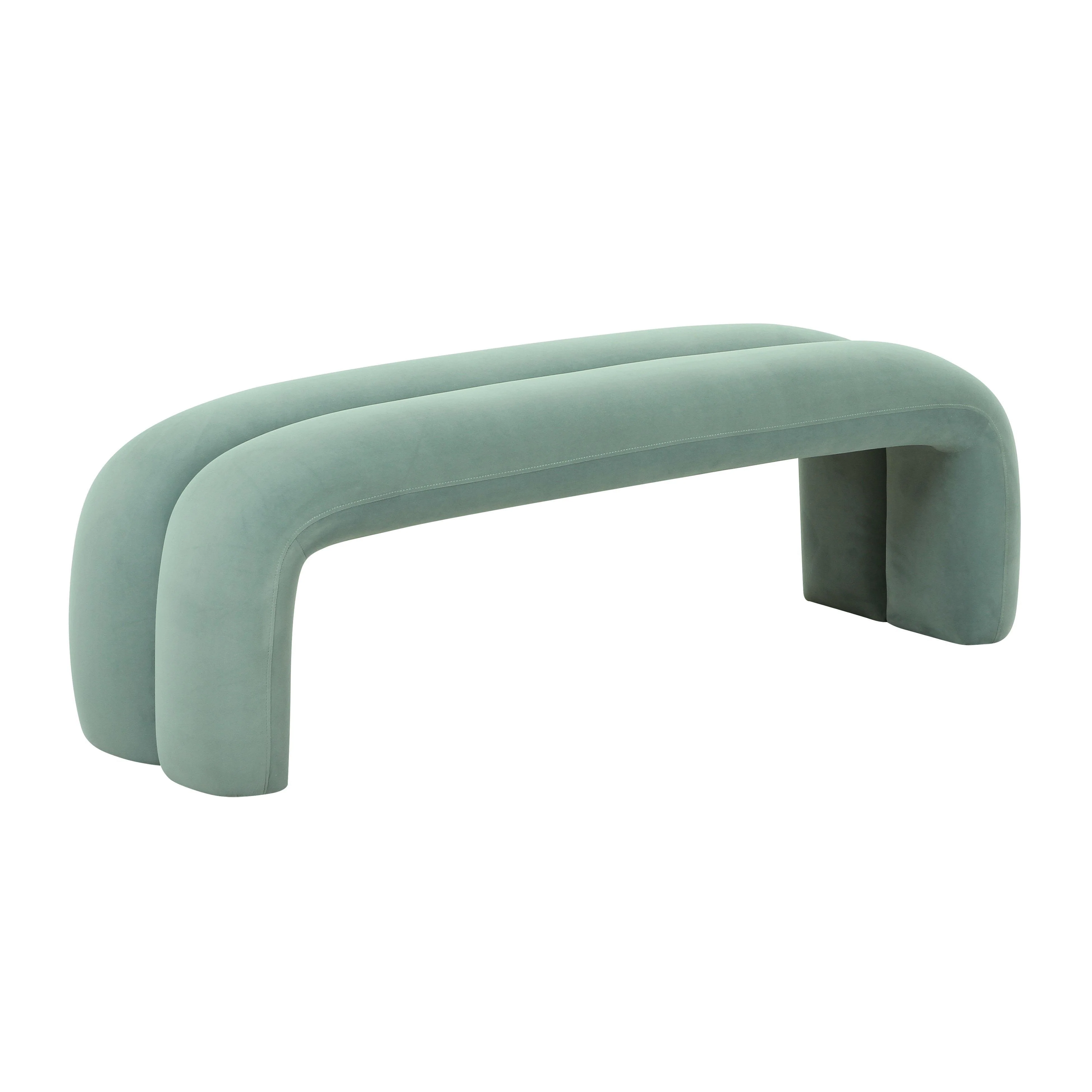 Leigh Green Velvet Channeled Bench - Frankwebs