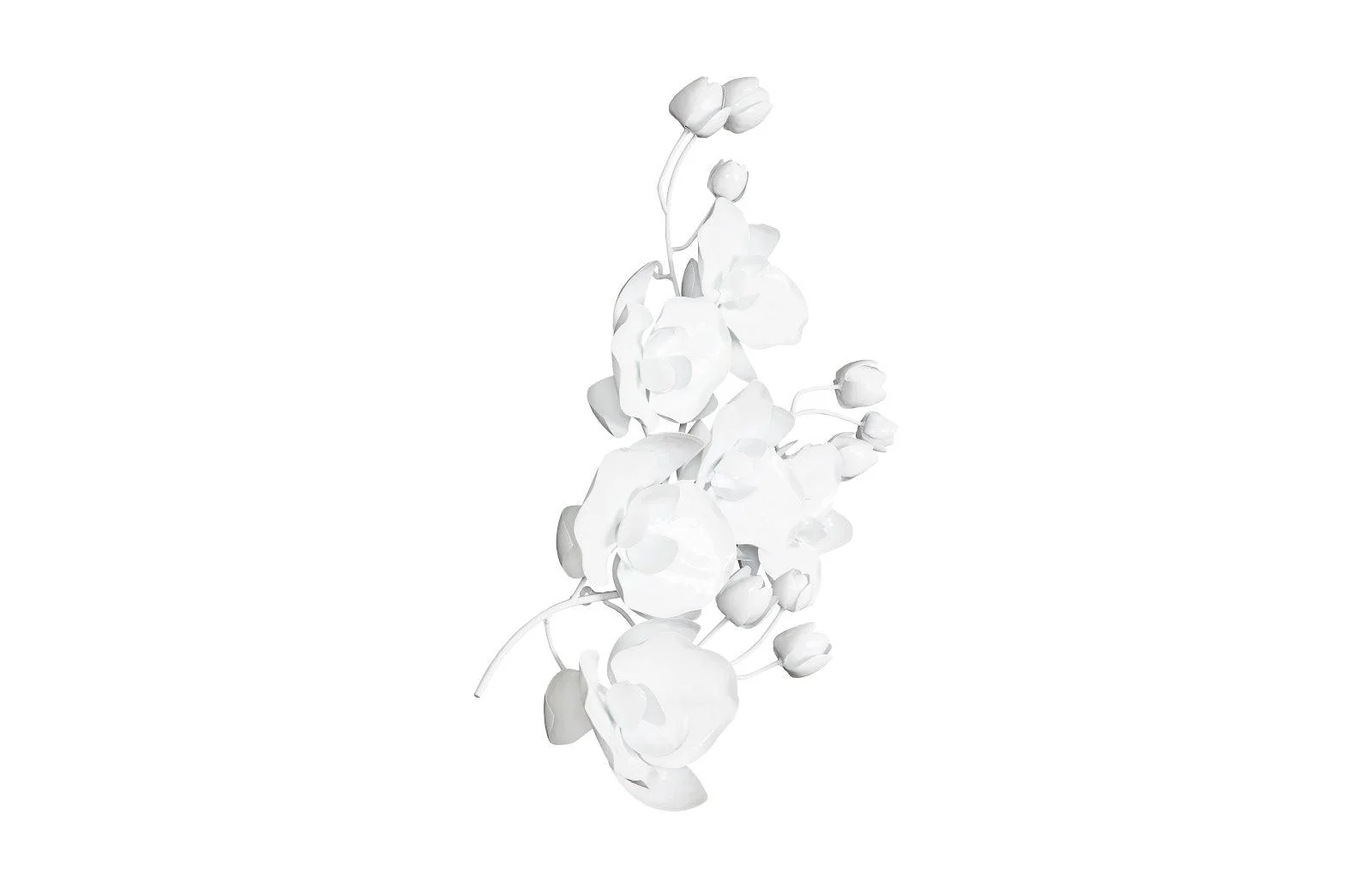 Orchid Sprig Wall Art, Medium, Metal, White - Frankwebs