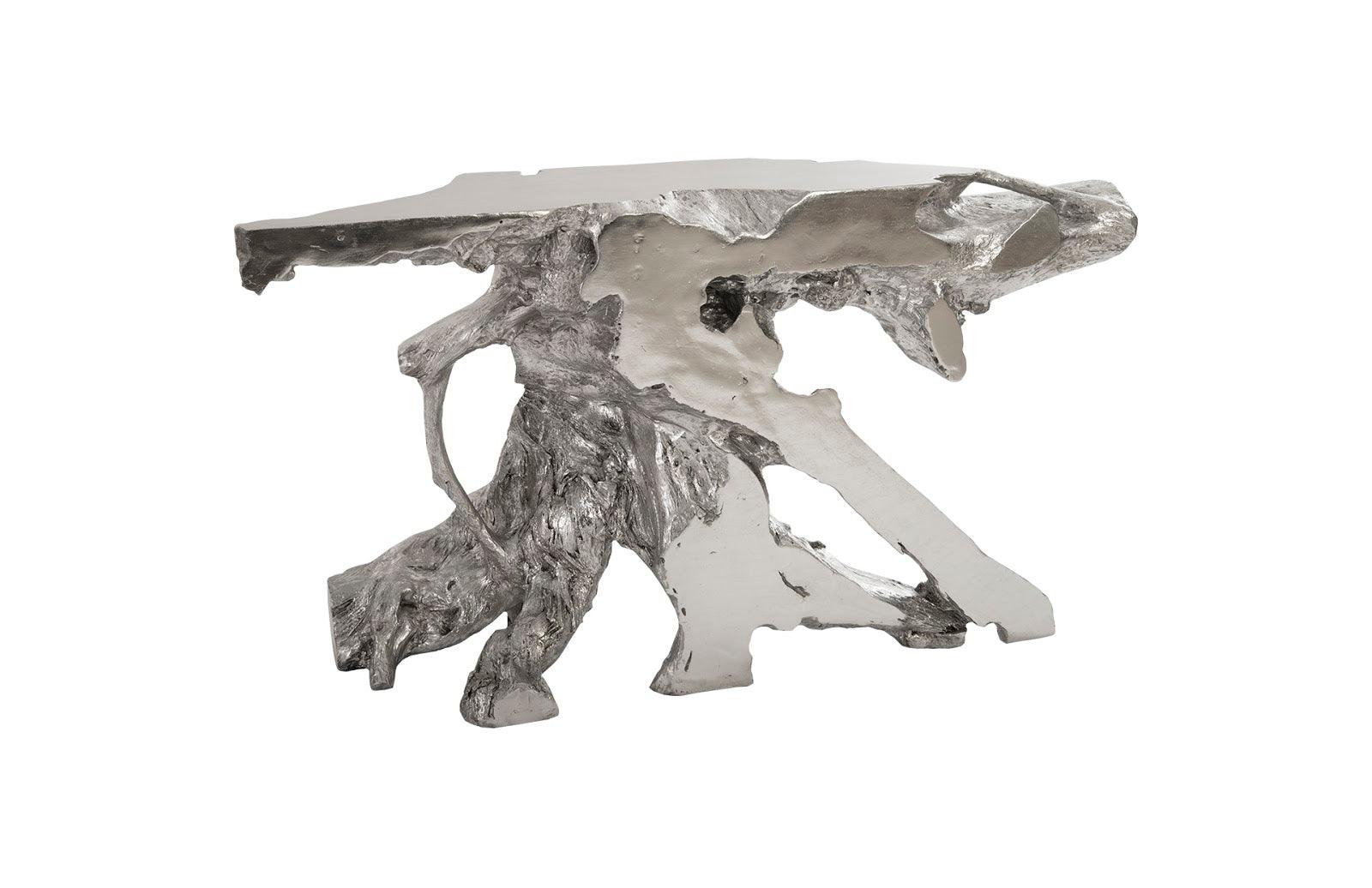 Sable Cast Root Console Table, Silver Leaf - Frankwebs