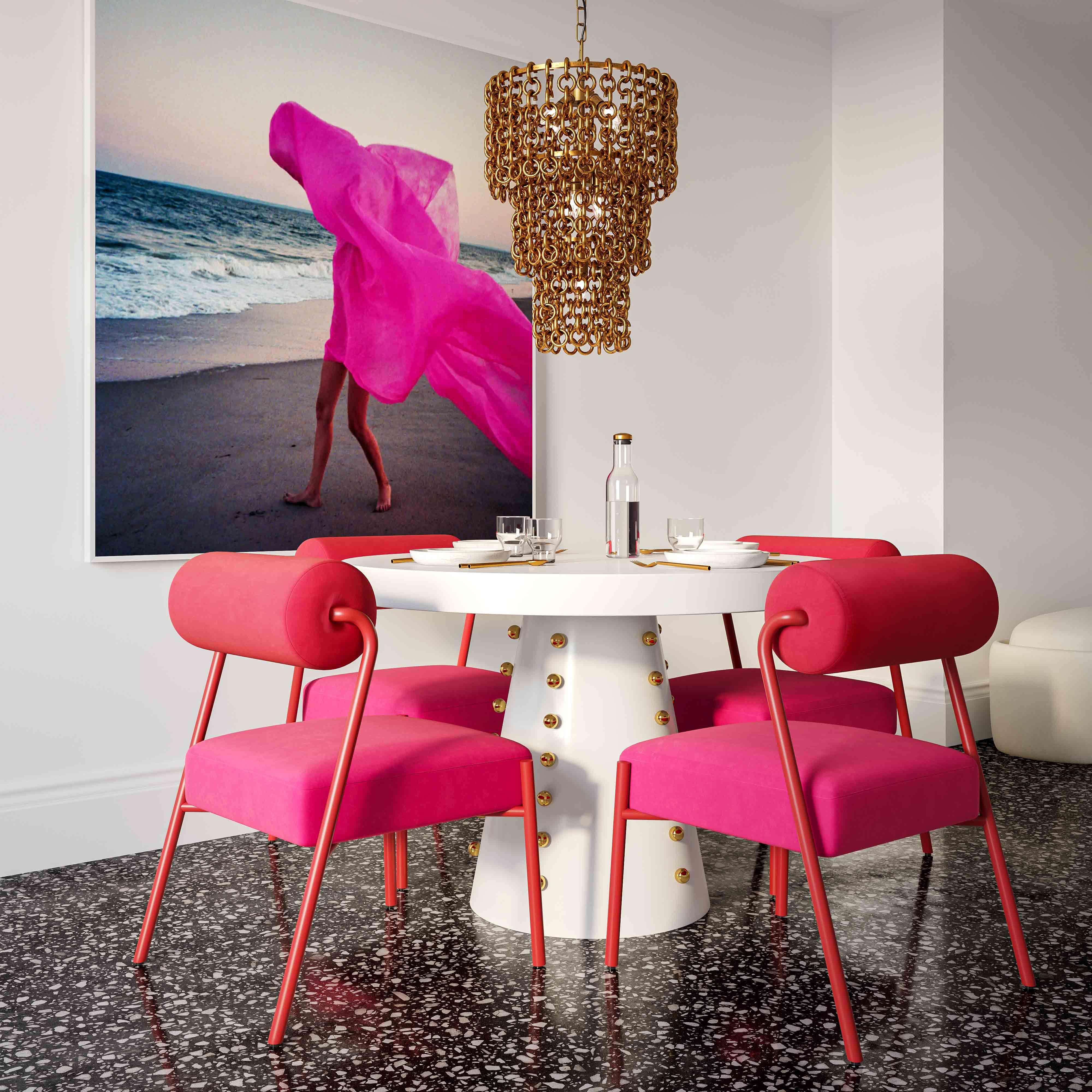 Jolene Hot Pink Velvet Dining Chair - Set of 2 - Frankwebs