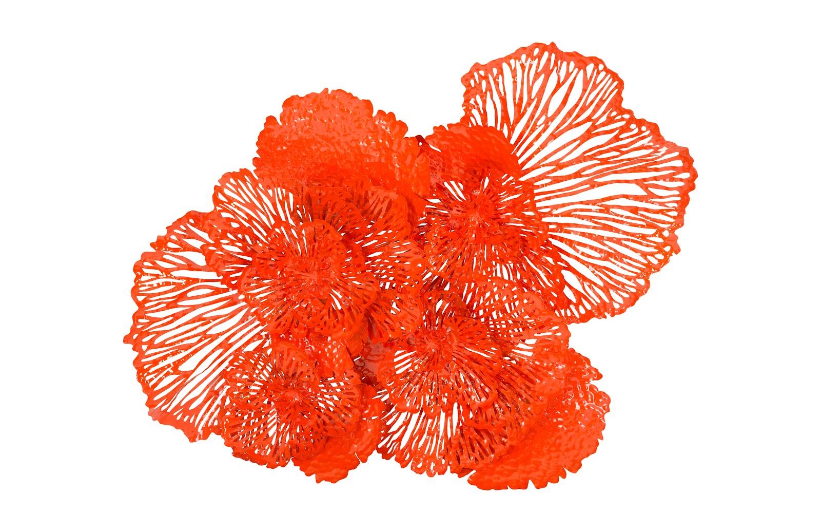 Flower Wall Art, Large, Coral, Metal - Frankwebs