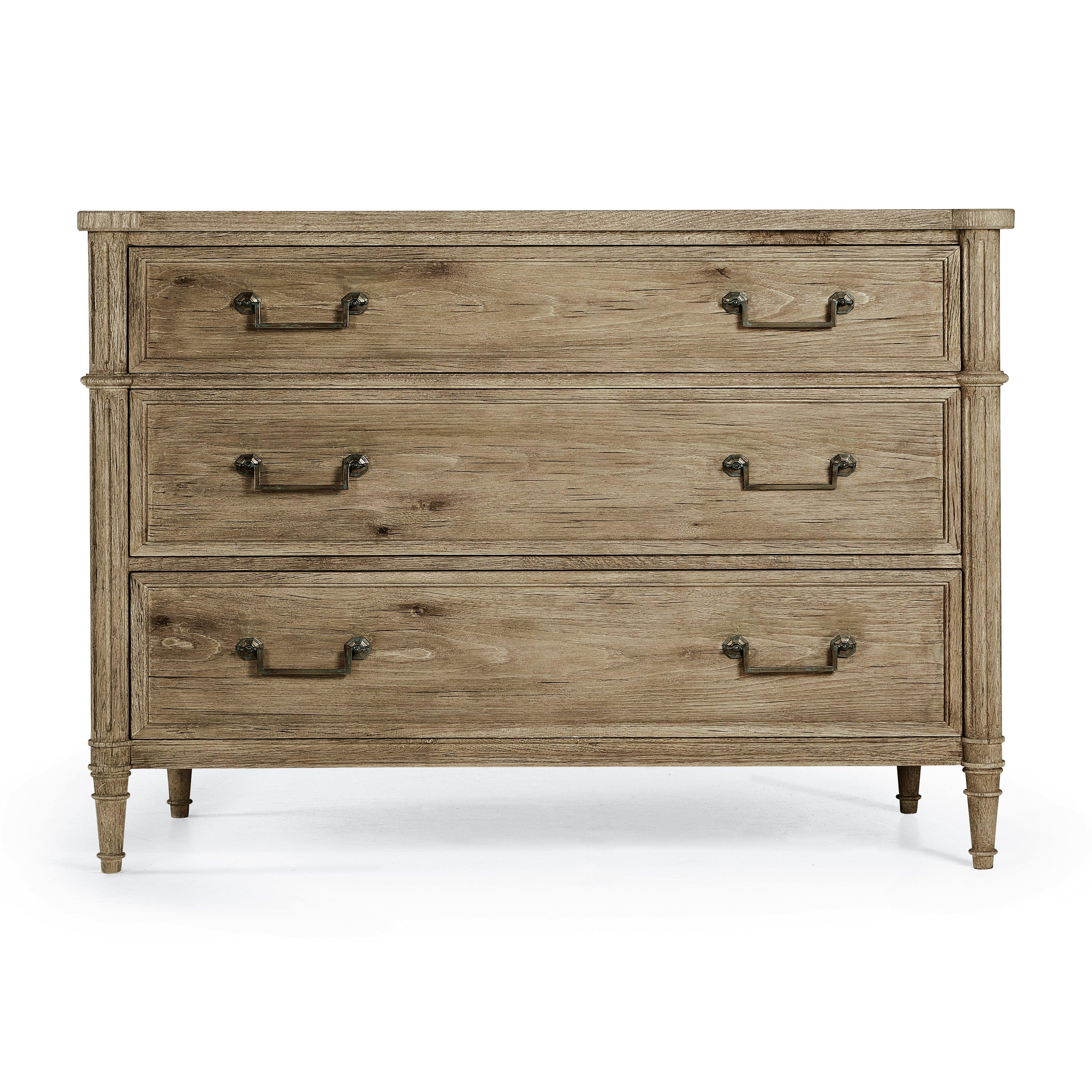 Timeless Kalpa Louis XVI Drawer Chest in Stripped Brown Chestnut 42