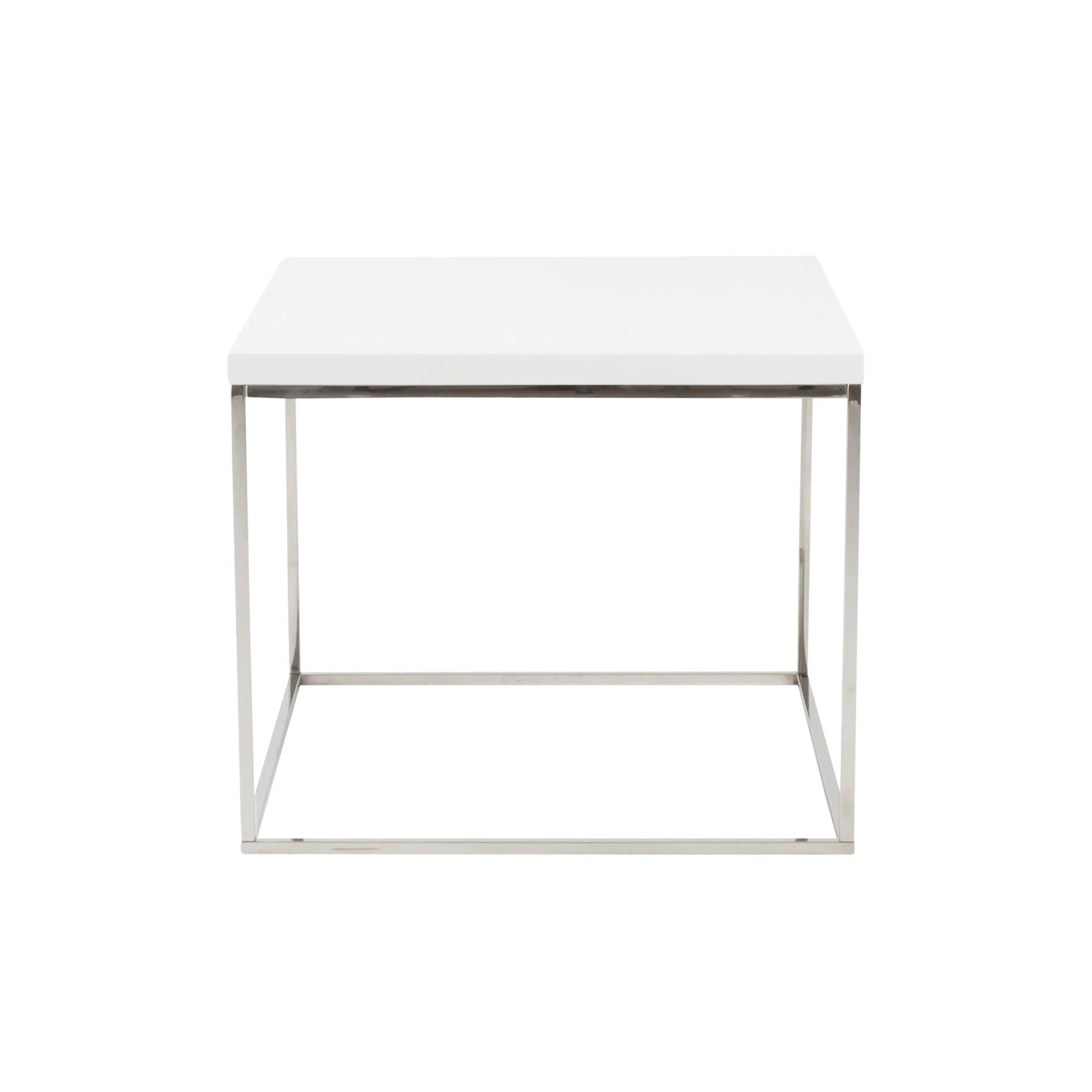 Teresa Square Side Table with Polished Stainless Steel Base - Frankwebs